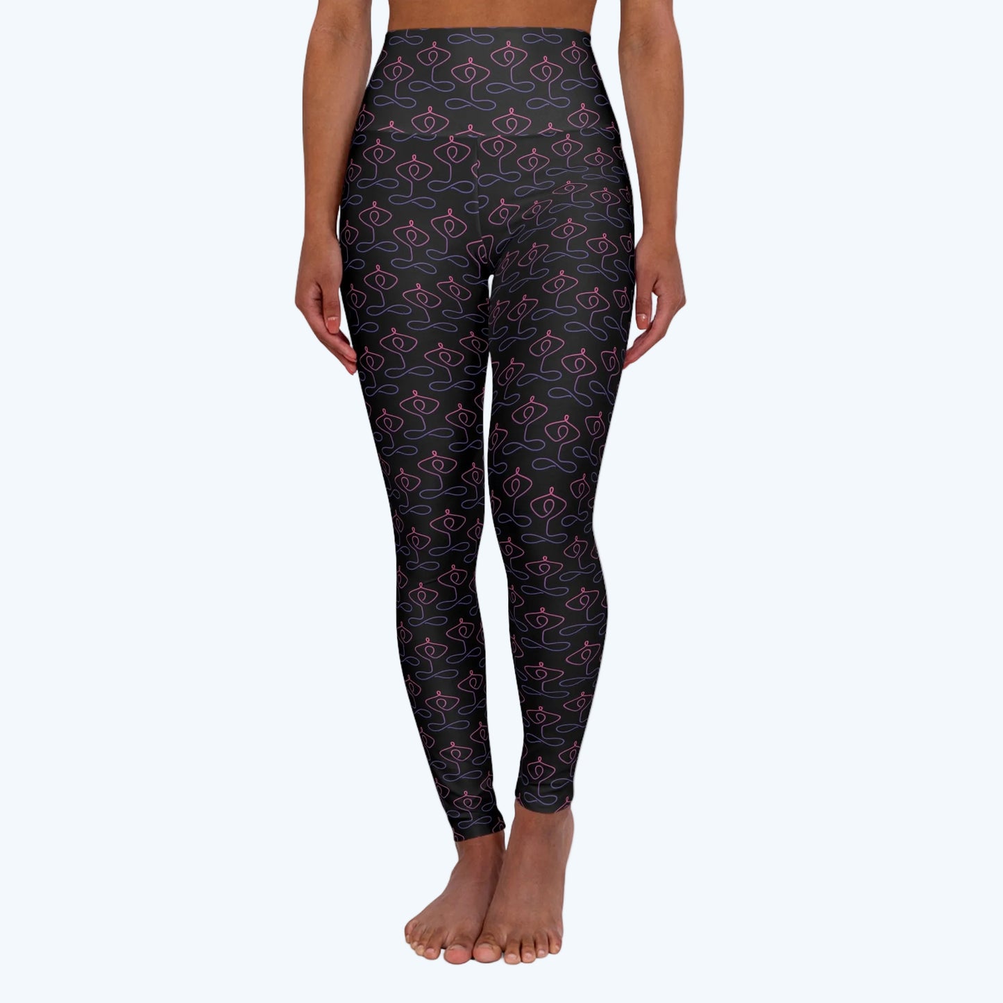 High-Waist Yoga Leggings — Subtle Pink Orbital Pattern (AOP)