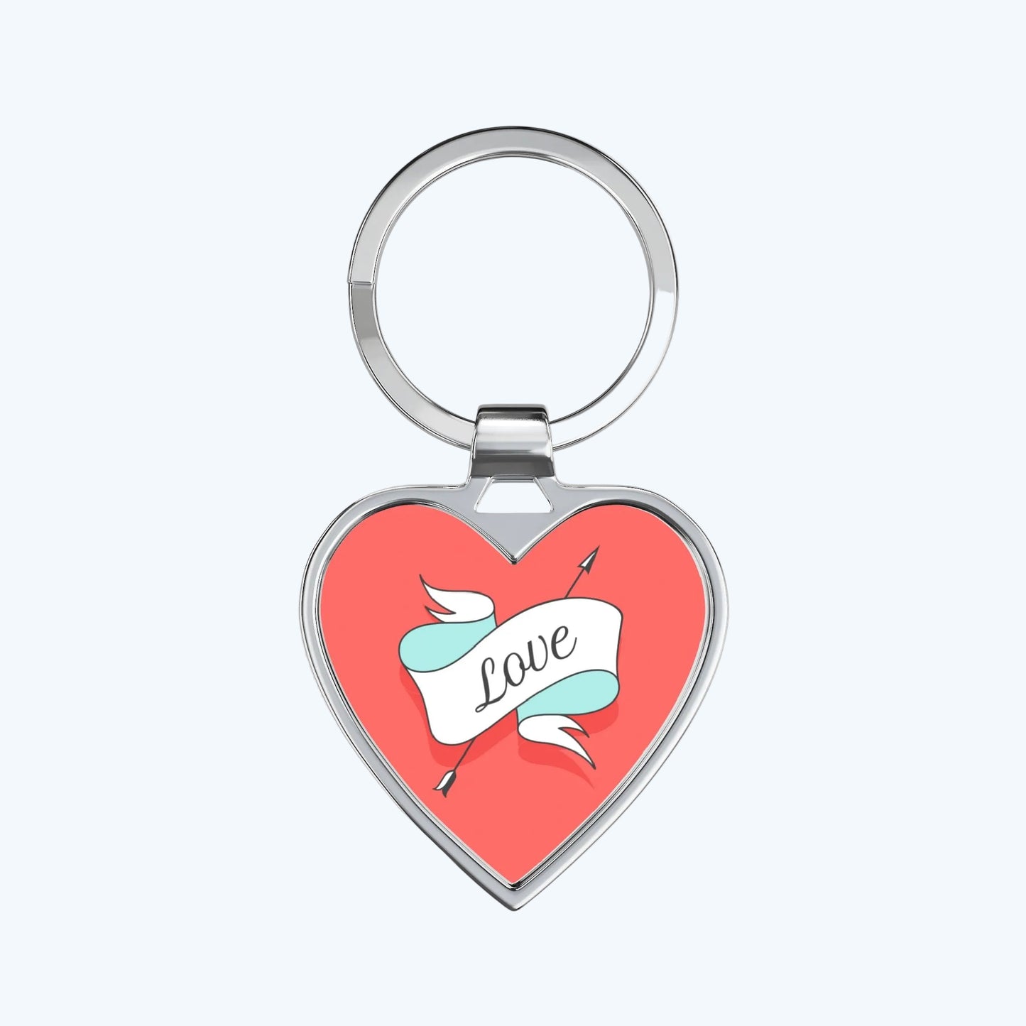 Heart Keychain — Cute Red Heart Keyring with 'Love' Banner | Valentine’s Gift