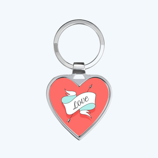 Heart Keychain — Cute Red Heart Keyring with 'Love' Banner | Valentine’s Gift