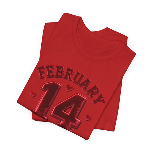 Valentine’s February 14 Tee — Retro Red Heart Date T-Shirt