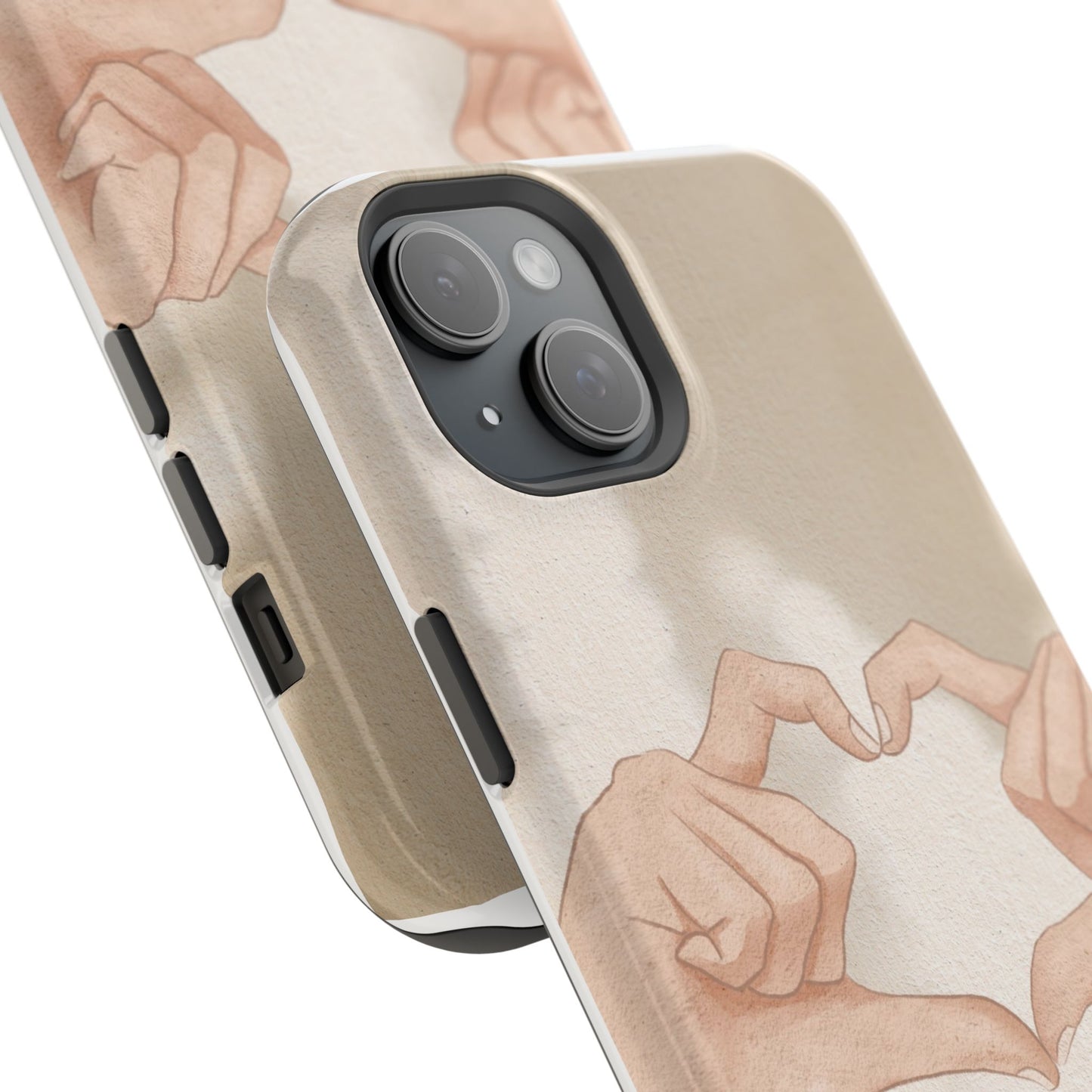Phone Case — Hands Forming Heart with “love you” Romantic Protective Cover