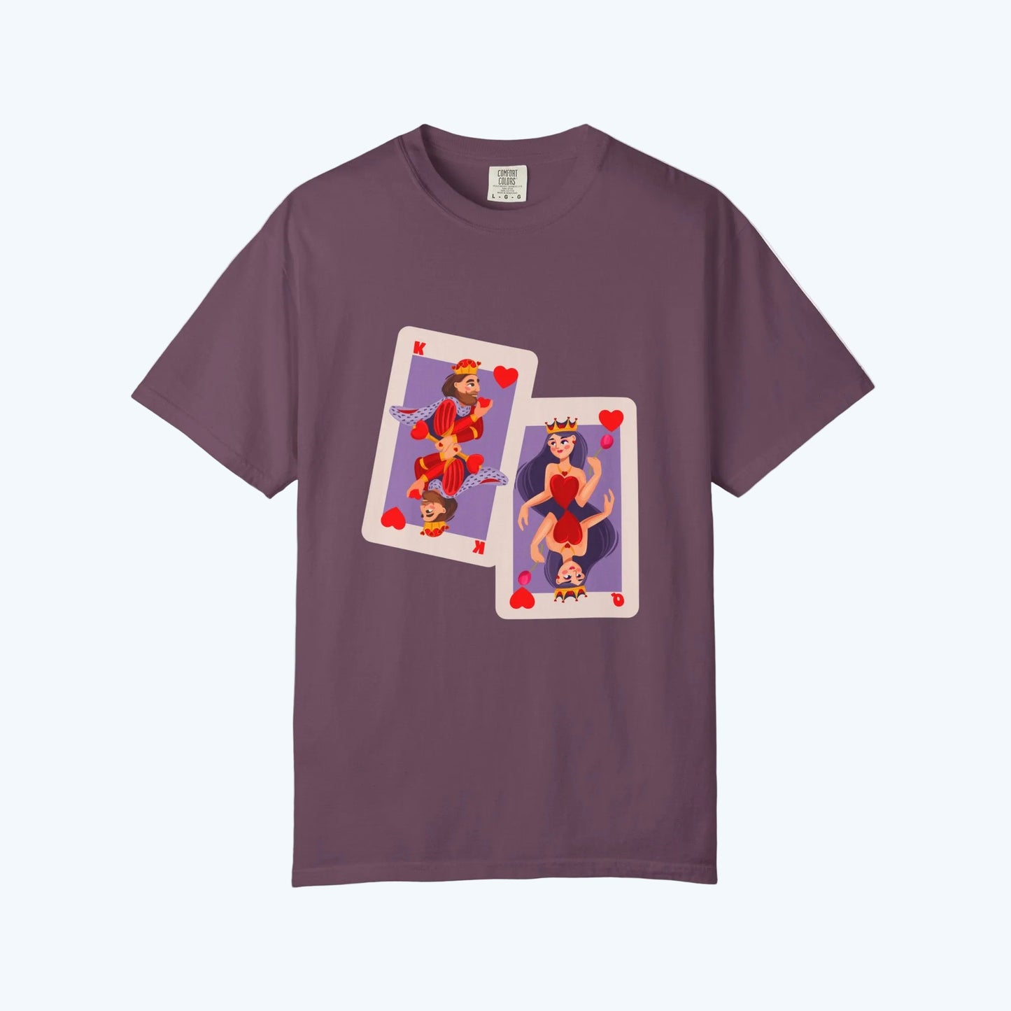 Playing Card Lovers T-Shirt — Queen & King of Hearts Graphic Tee