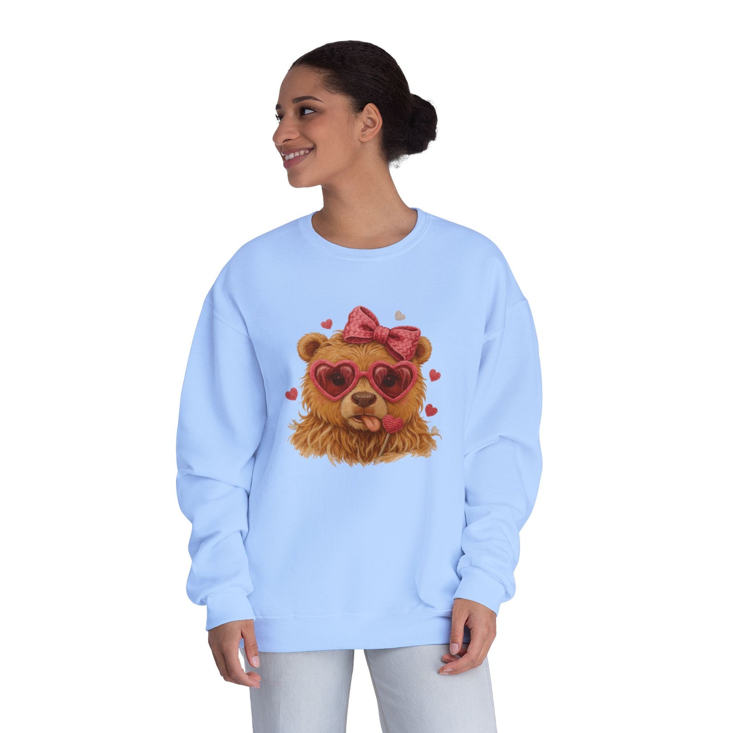 Bear with Heart Sunglasses Crewneck Sweatshirt