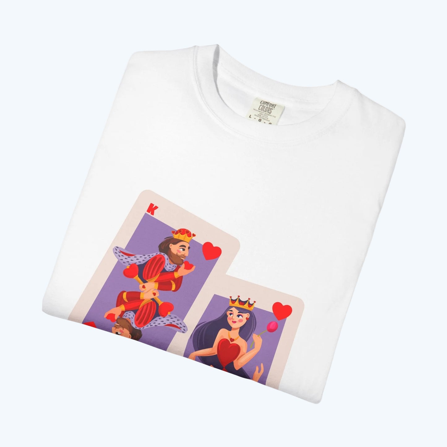 Playing Card Lovers T-Shirt — Queen & King of Hearts Graphic Tee