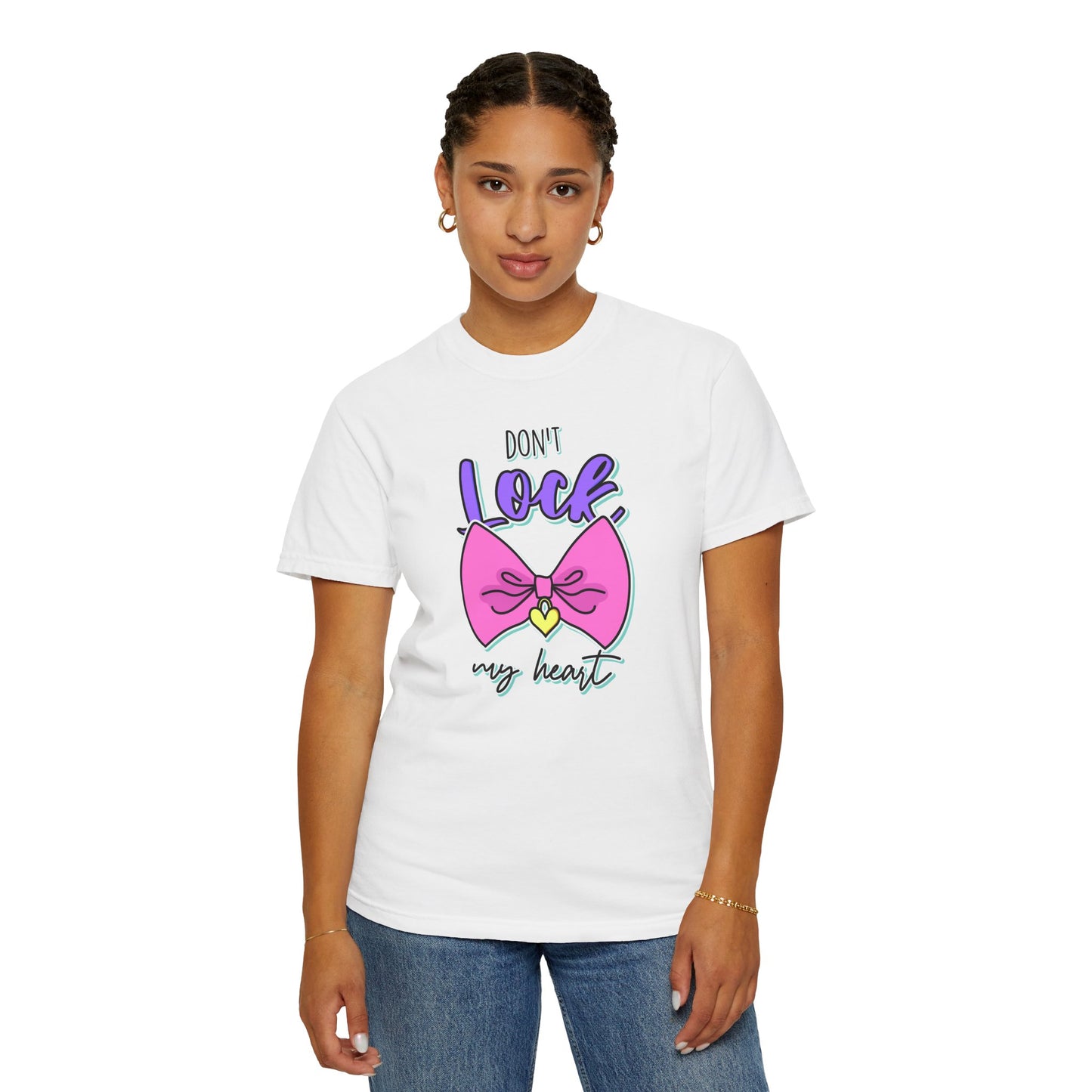 Don't Lock My Heart T-Shirt — Cute Pink Bow Graphic Tee