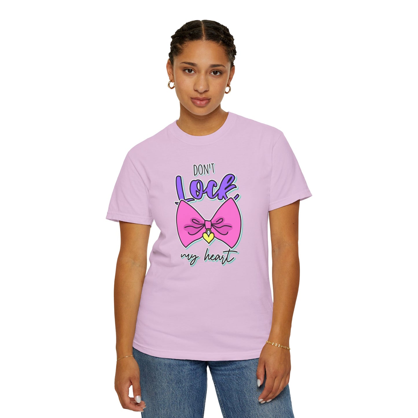 Don't Lock My Heart T-Shirt — Cute Pink Bow Graphic Tee