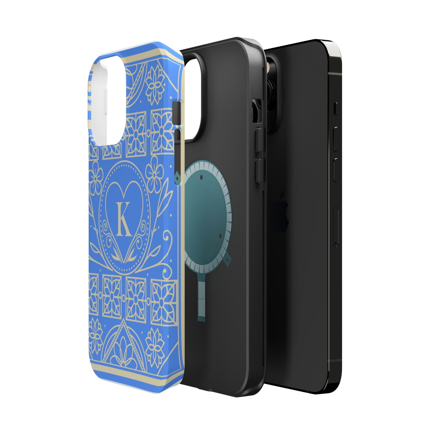 Monogram "K" Blue Floral Magnetic Phone Case — Impact-Resistant
