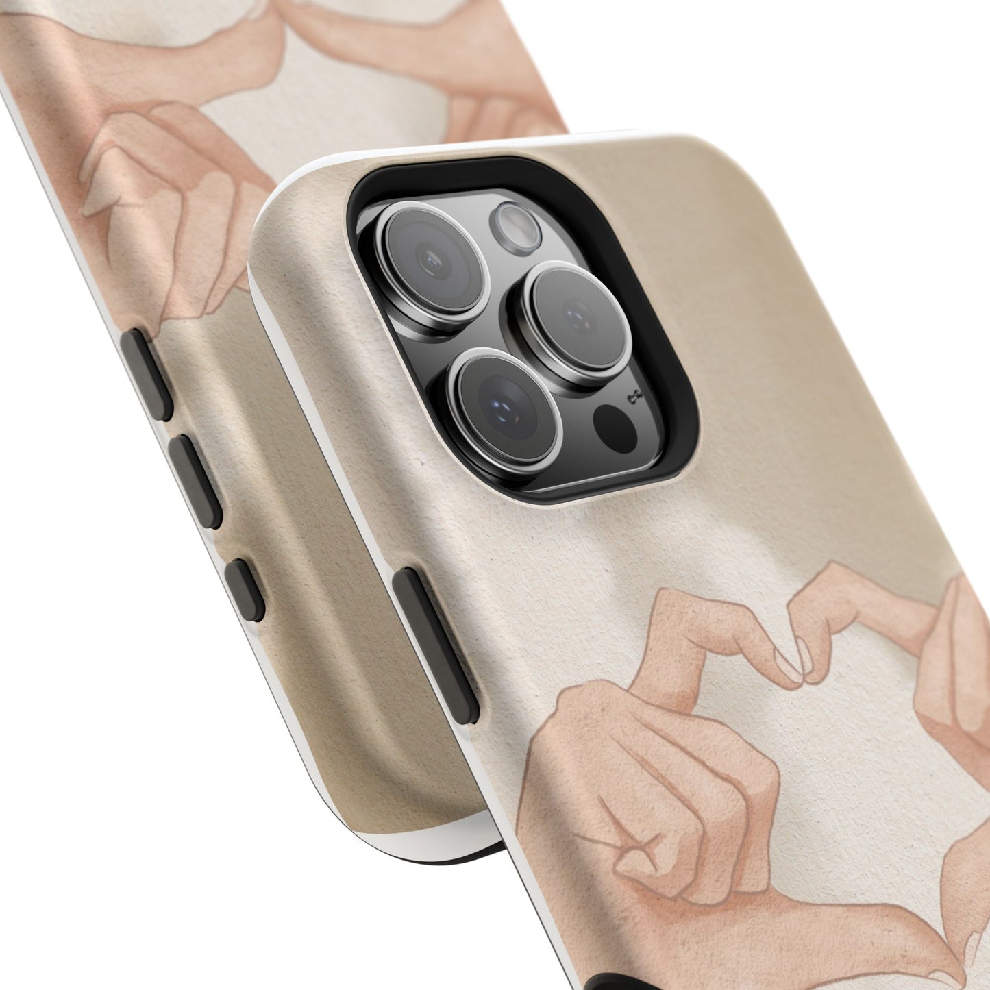 Phone Case — Hands Forming Heart with “love you” Romantic Protective Cover