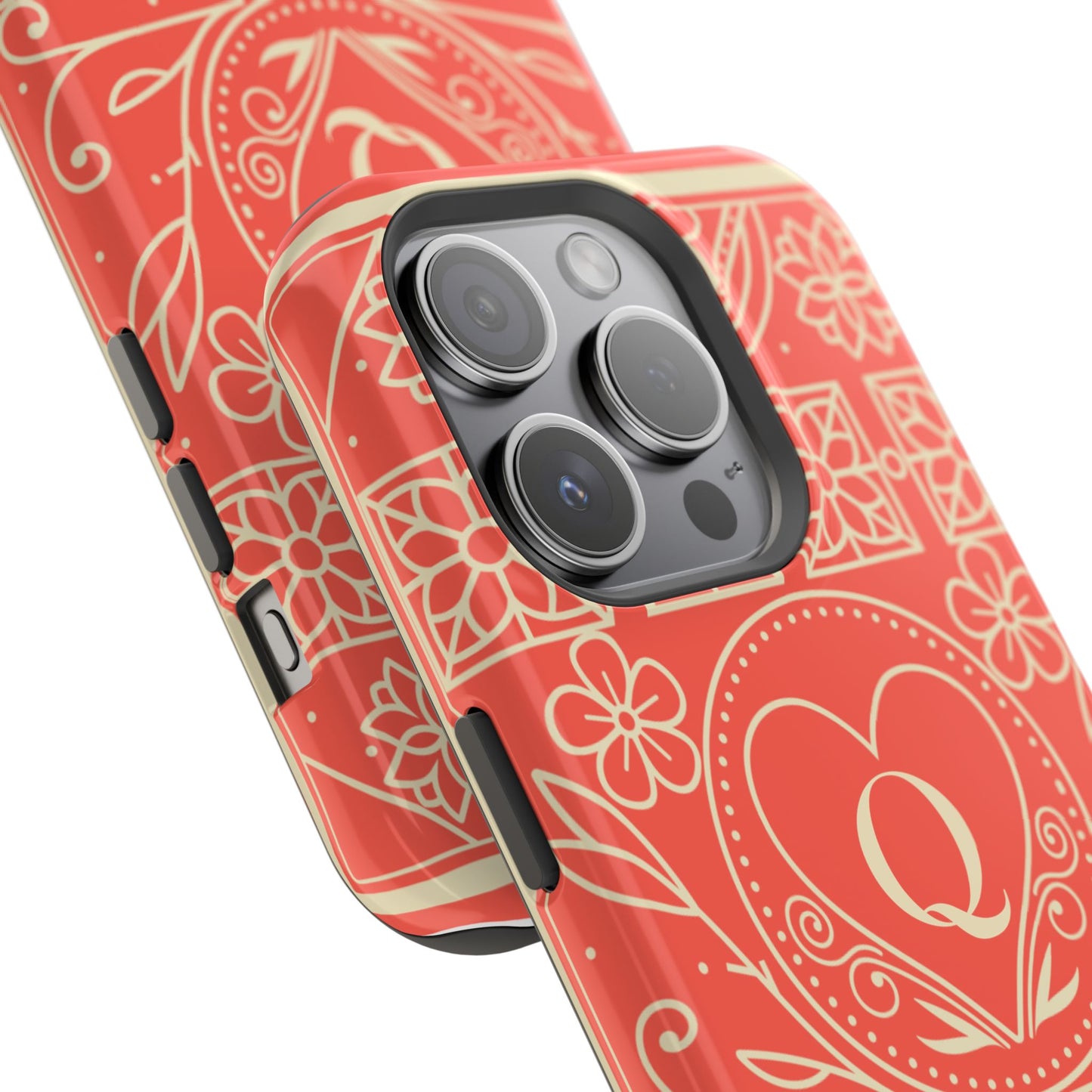 Heart Pattern Magnetic Impact Phone Case — Protective Wallet-Ready iPhone Cover