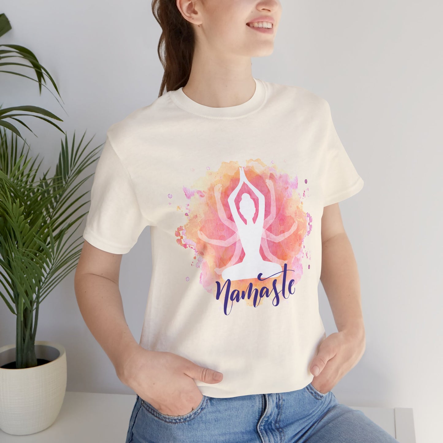Namaste Yoga T-Shirt – Watercolor Lotus Meditation Tee