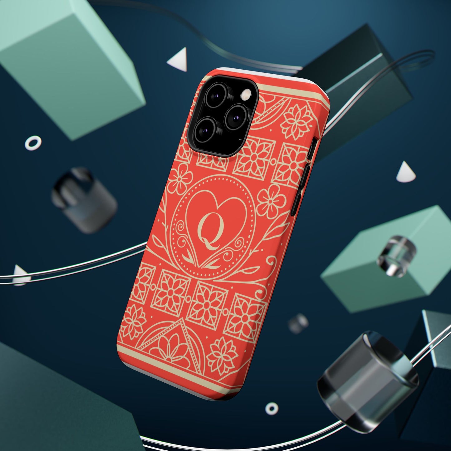 Heart Pattern Magnetic Impact Phone Case — Protective Wallet-Ready iPhone Cover