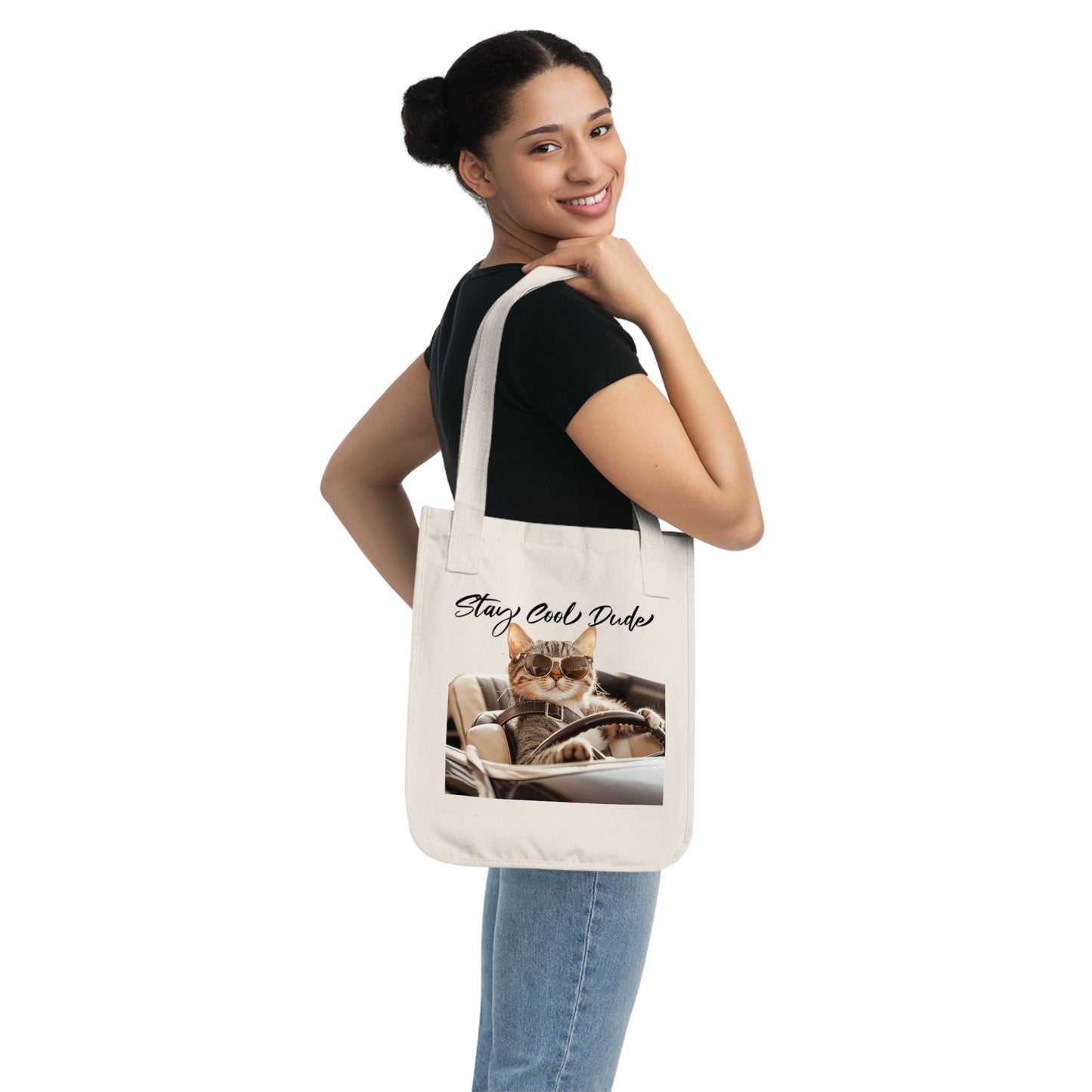 Cool Cat Organic Canvas Tote Bag - Stay Cool Design