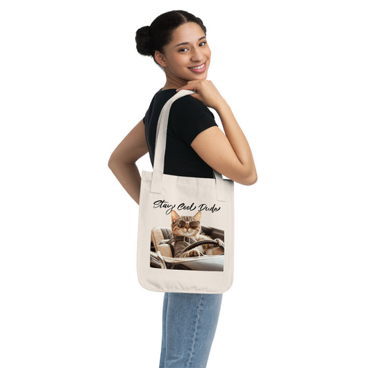 Cool Cat Organic Canvas Tote Bag - Stay Cool Design