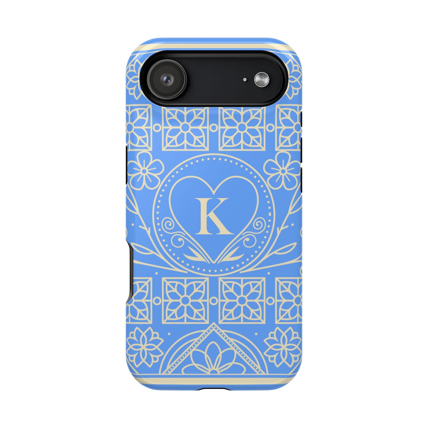 Monogram "K" Blue Floral Magnetic Phone Case — Impact-Resistant