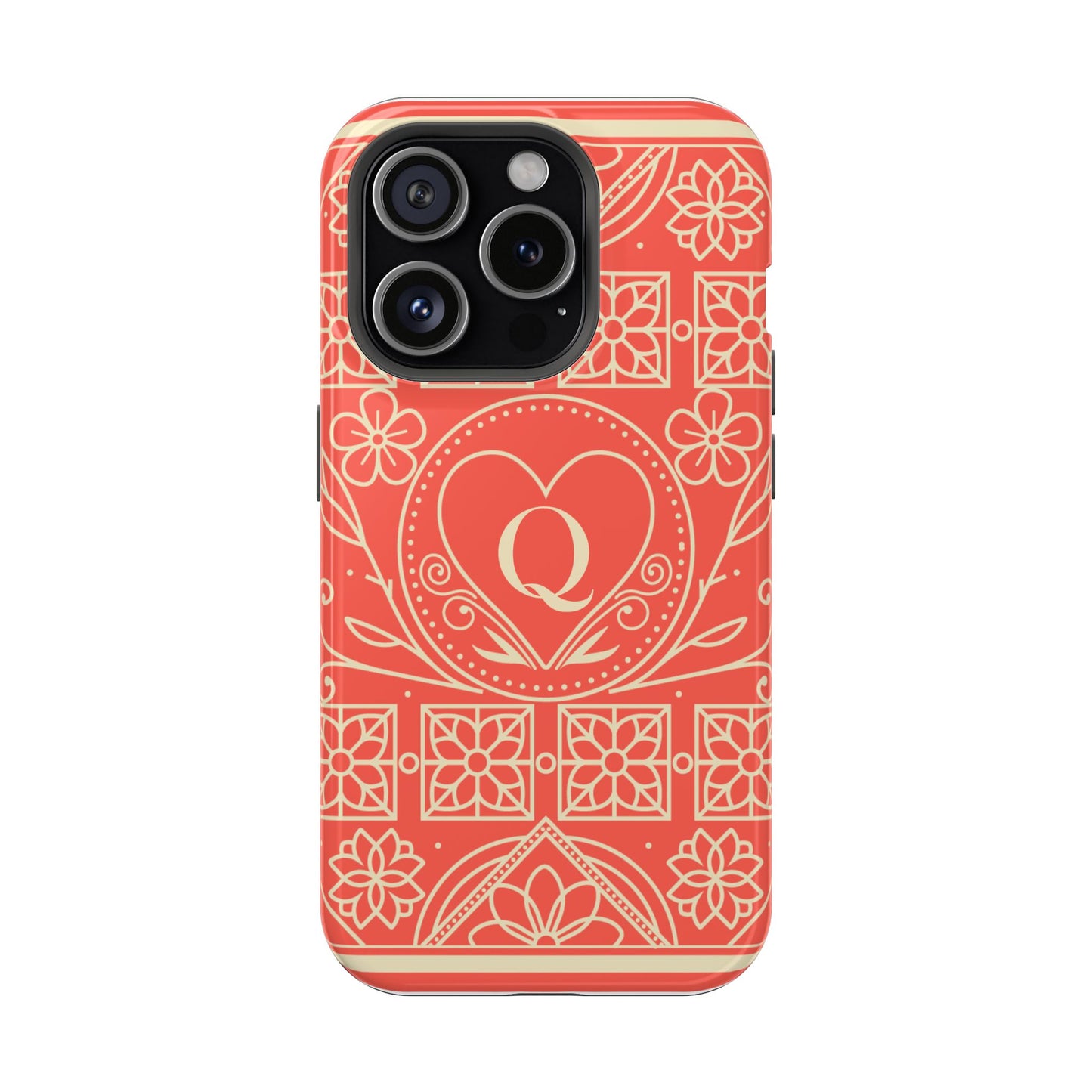 Heart Pattern Magnetic Impact Phone Case — Protective Wallet-Ready iPhone Cover