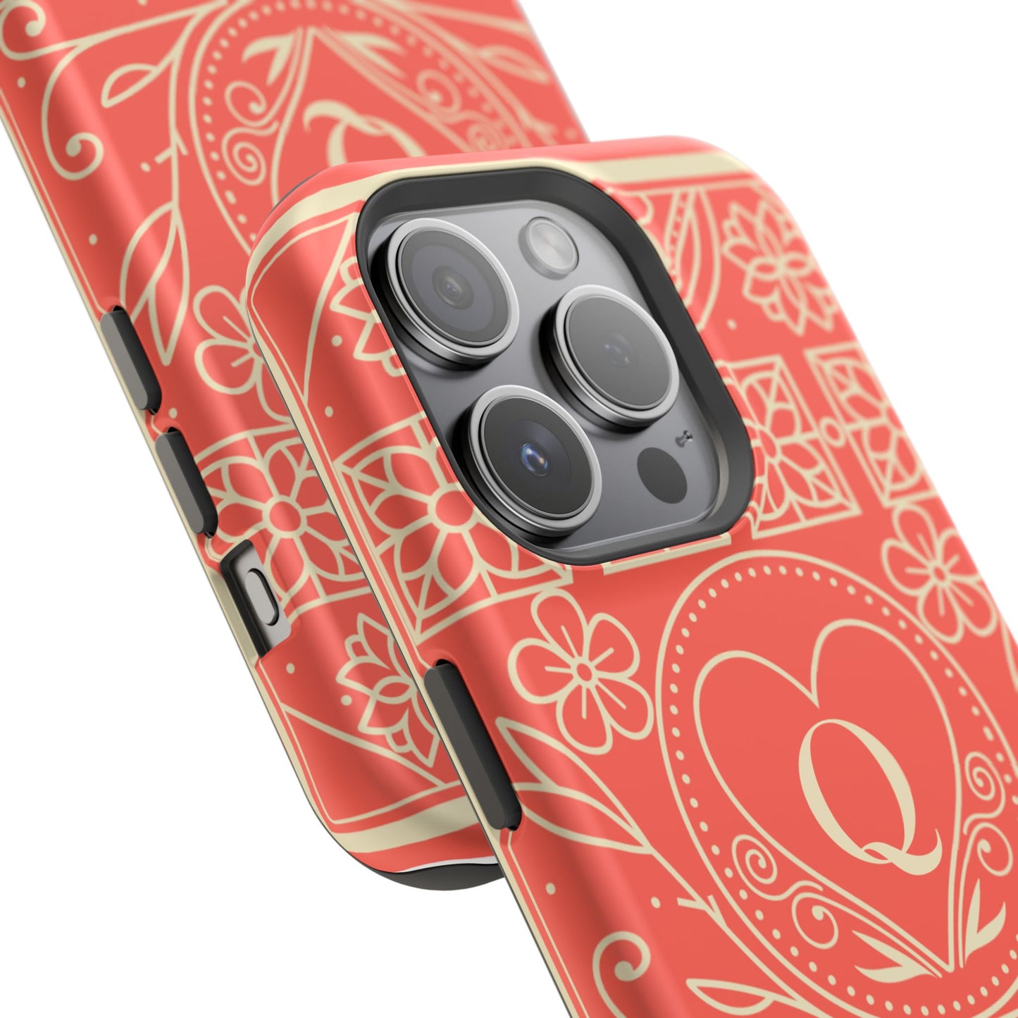 Heart Pattern Magnetic Impact Phone Case — Protective Wallet-Ready iPhone Cover