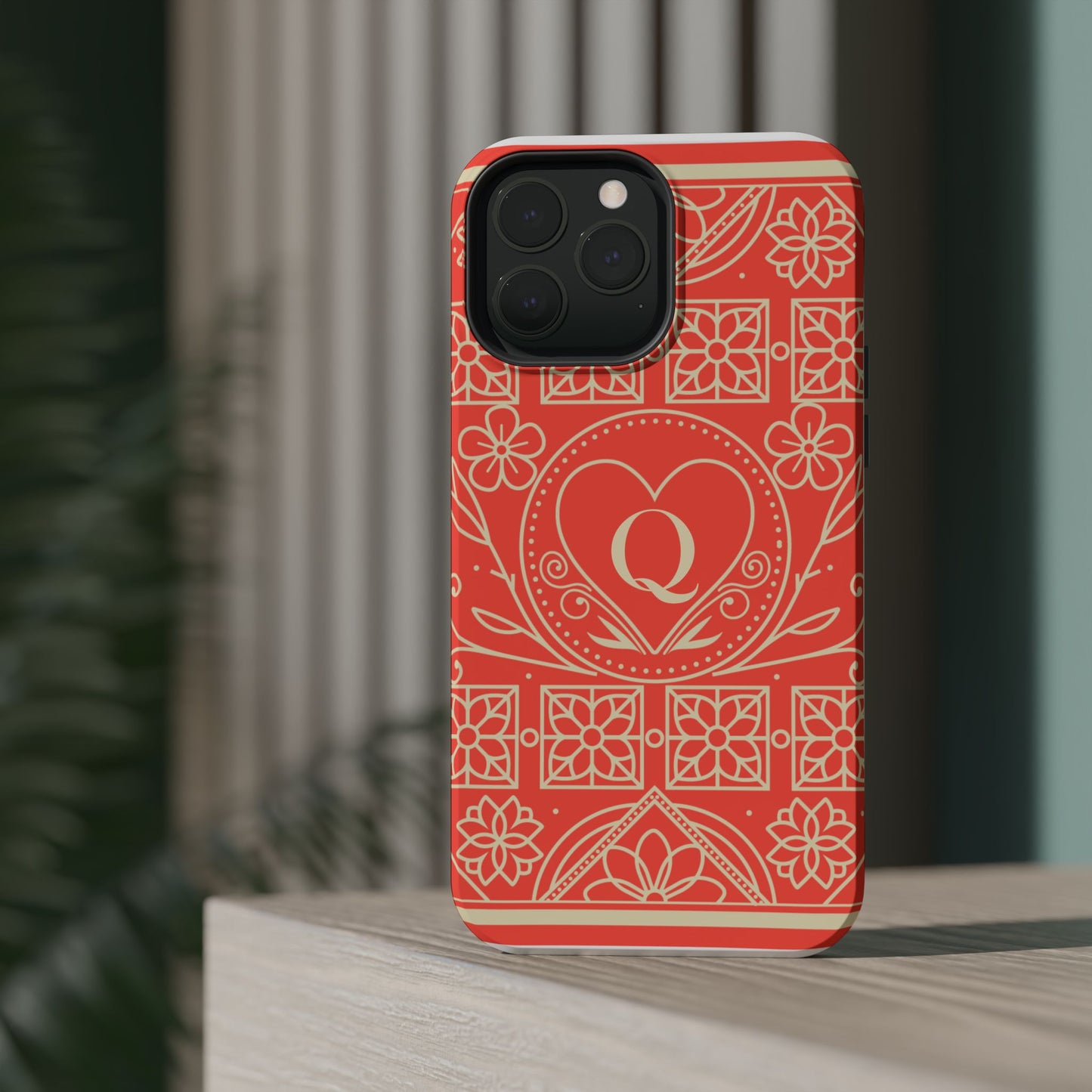 Heart Pattern Magnetic Impact Phone Case — Protective Wallet-Ready iPhone Cover