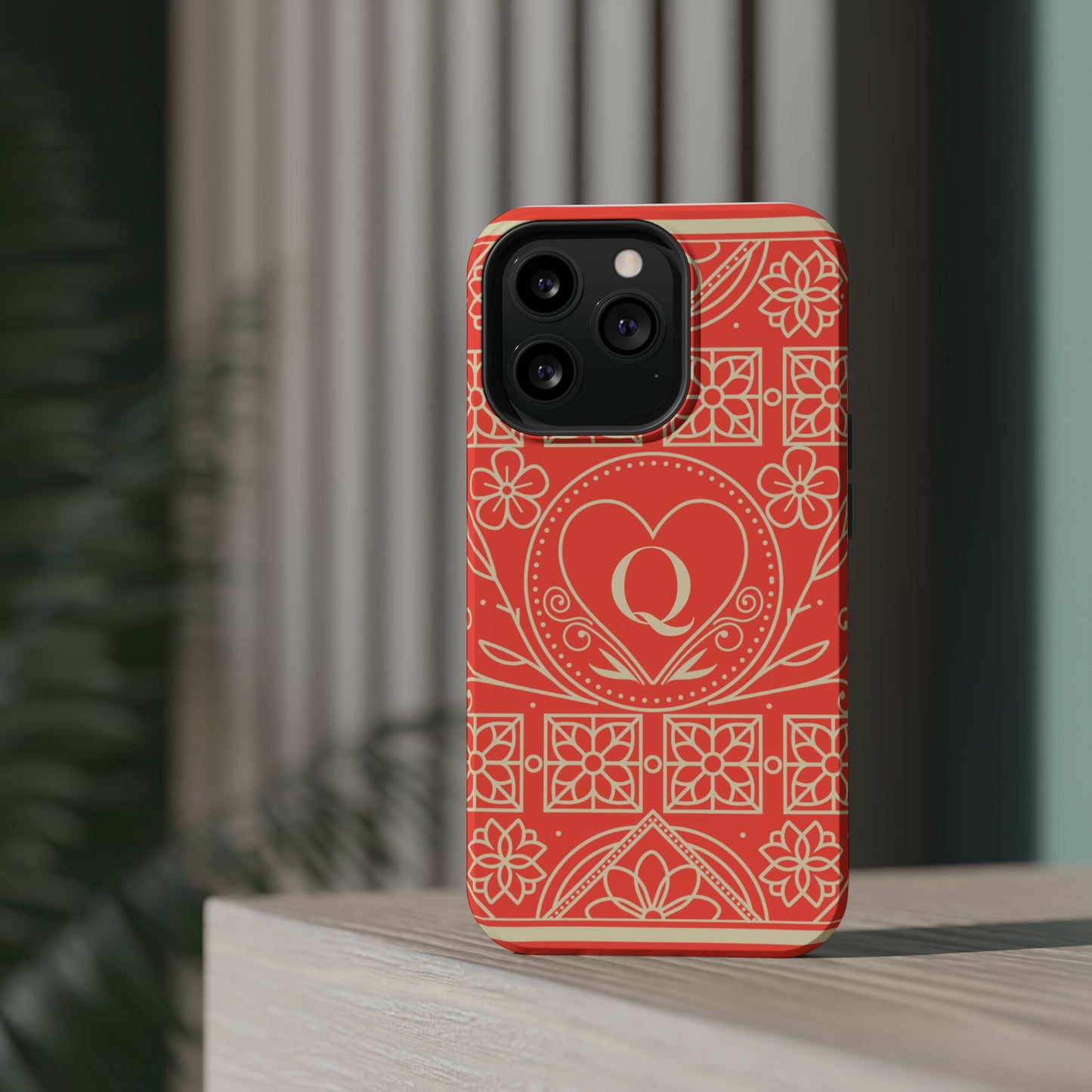 Heart Pattern Magnetic Impact Phone Case — Protective Wallet-Ready iPhone Cover