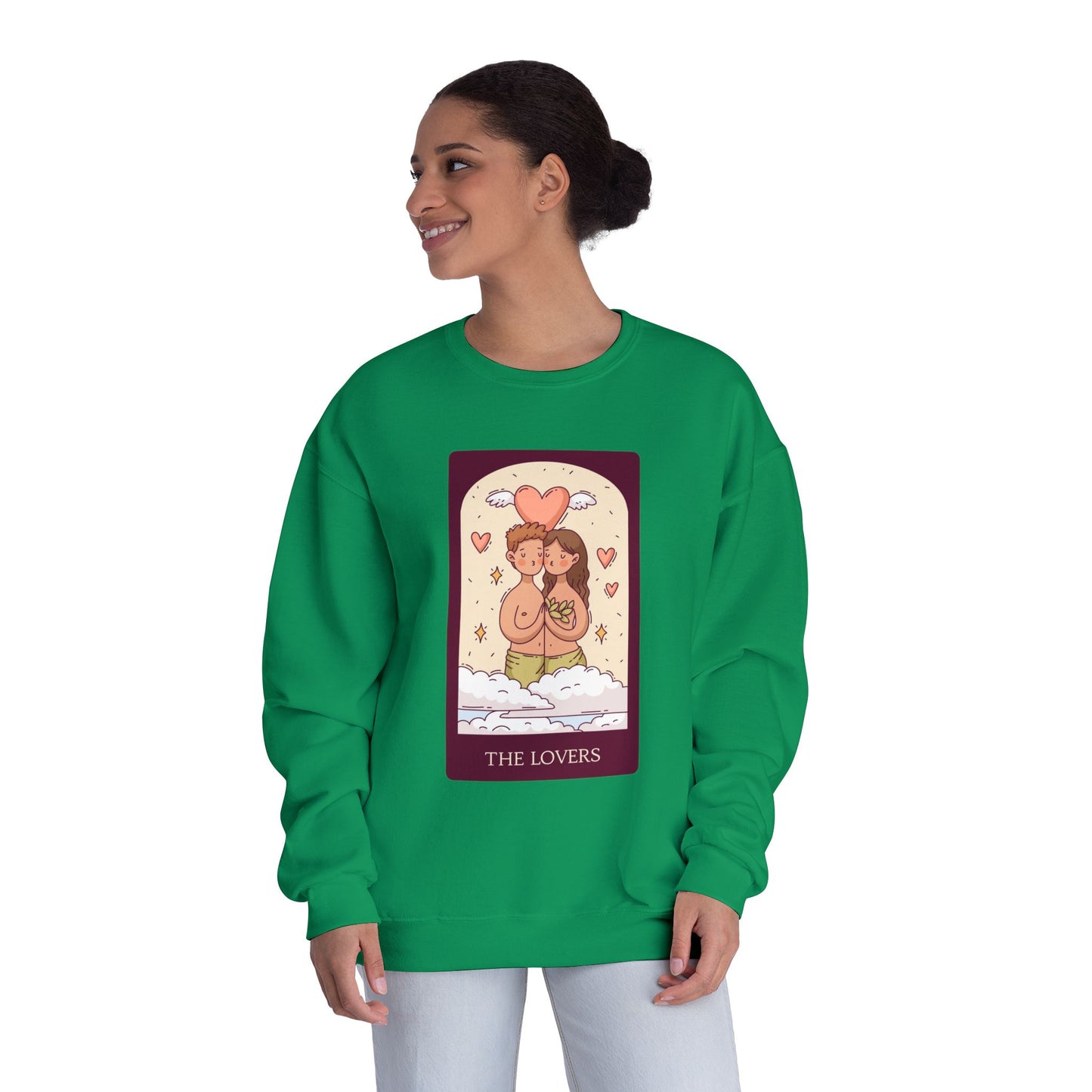 Tarot 'The Lovers' Crewneck Sweatshirt — Cute Retro Love Card Design