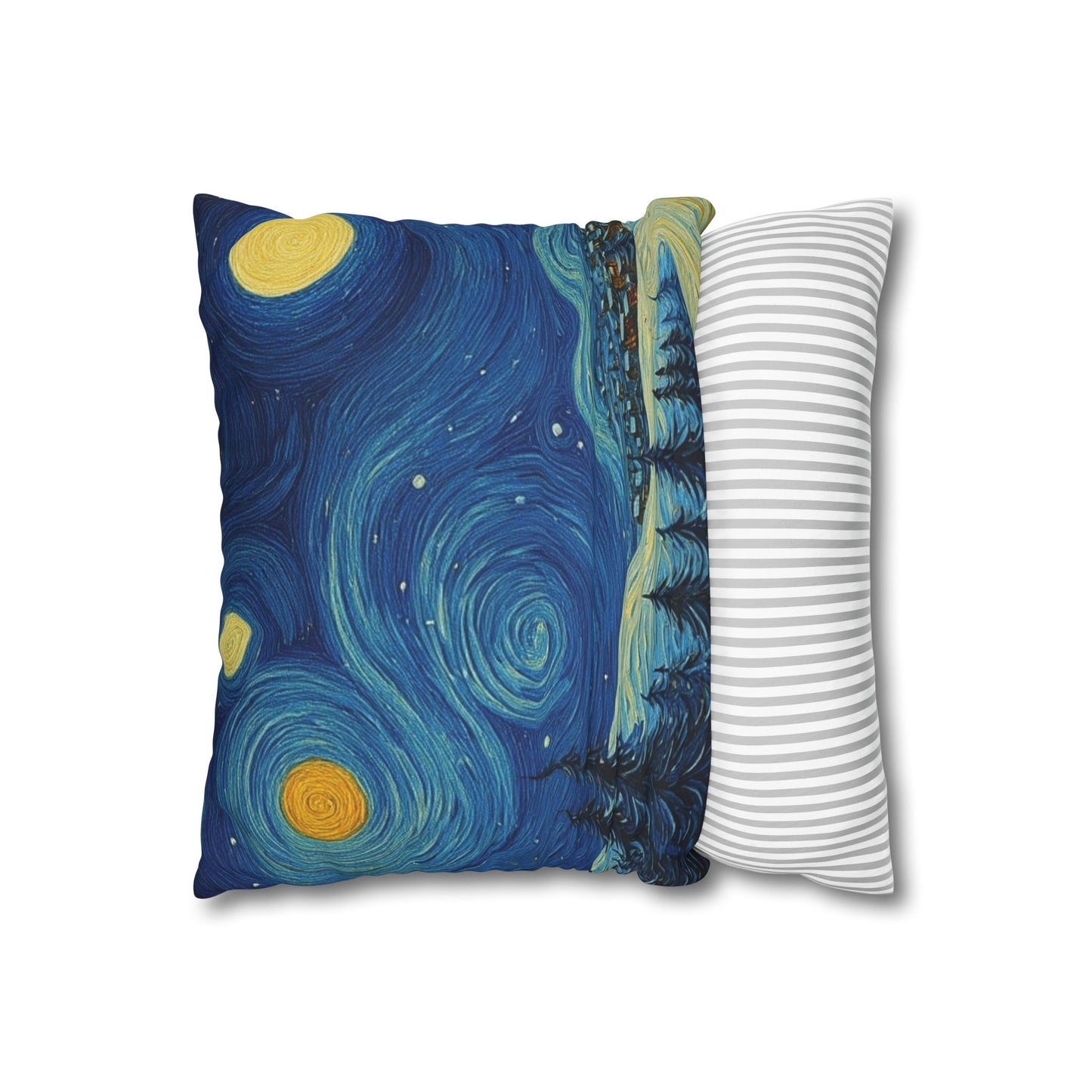 Starry Night Winter Pillowcase — Square Canvas Decorative Throw Pillow Cover