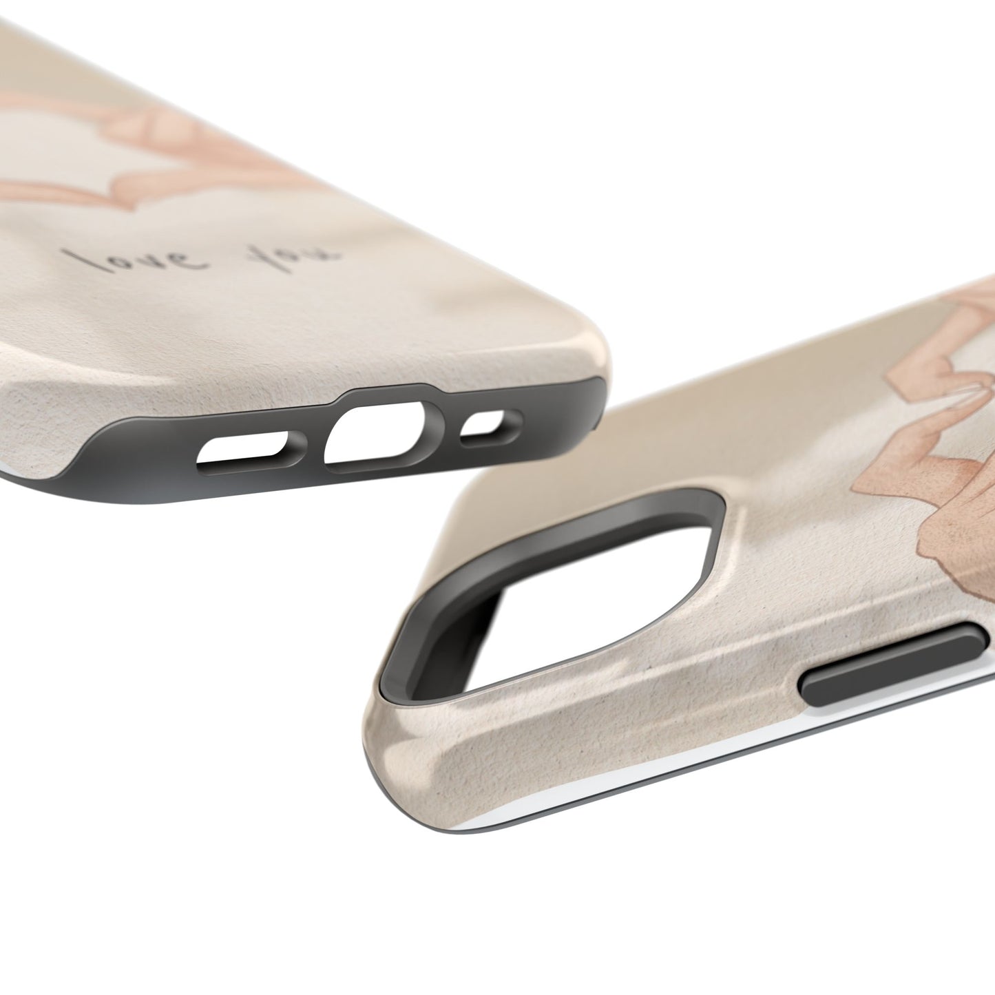 Phone Case — Hands Forming Heart with “love you” Romantic Protective Cover