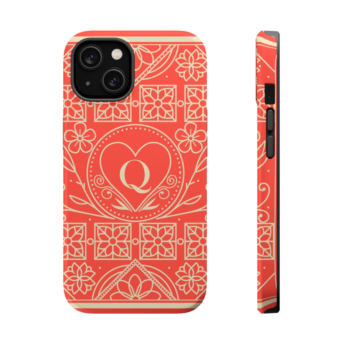 Heart Pattern Magnetic Impact Phone Case — Protective Wallet-Ready iPhone Cover