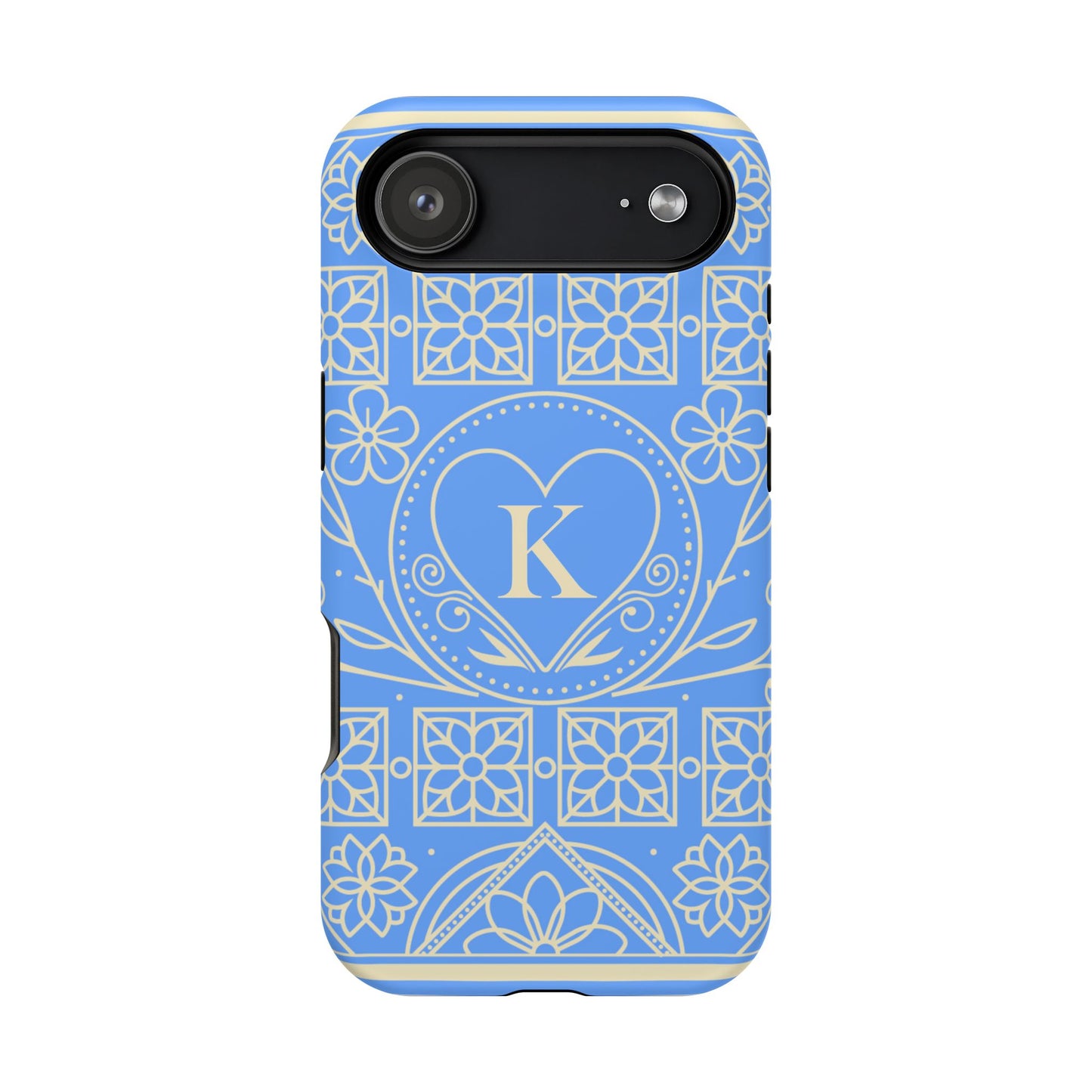 Monogram "K" Blue Floral Magnetic Phone Case — Impact-Resistant