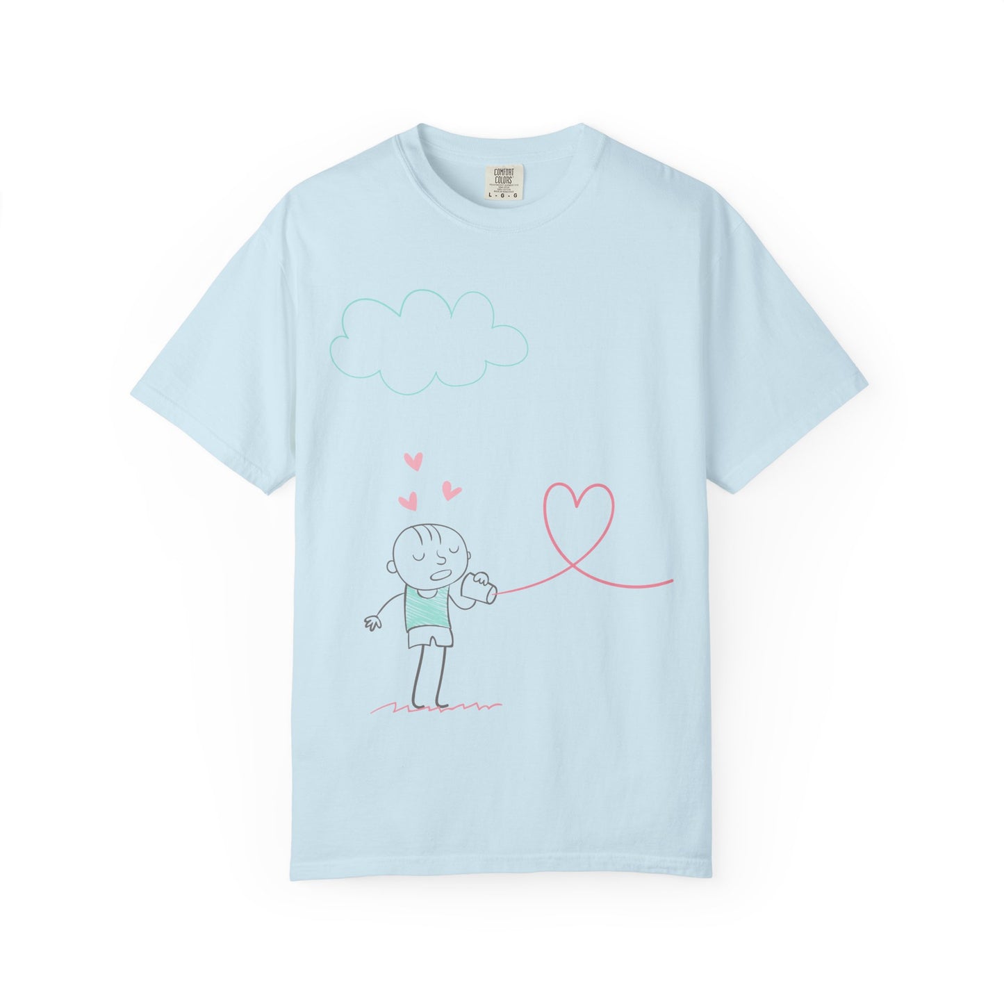 Cute Heart String T-Shirt — Hand-Drawn Love Graphic Tee