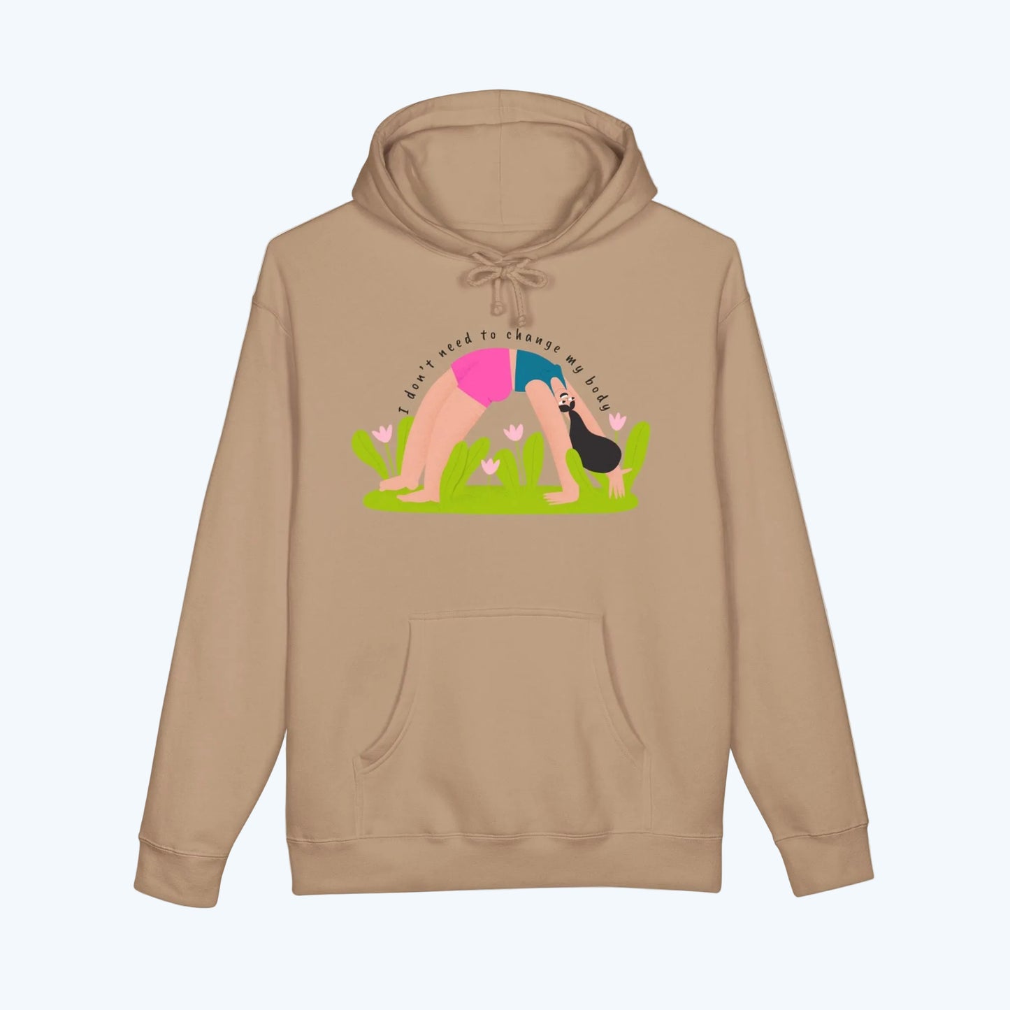 Yoga Bridge Pose Hoodie – "There is Power in Stillness" Graphic Sweatshirt