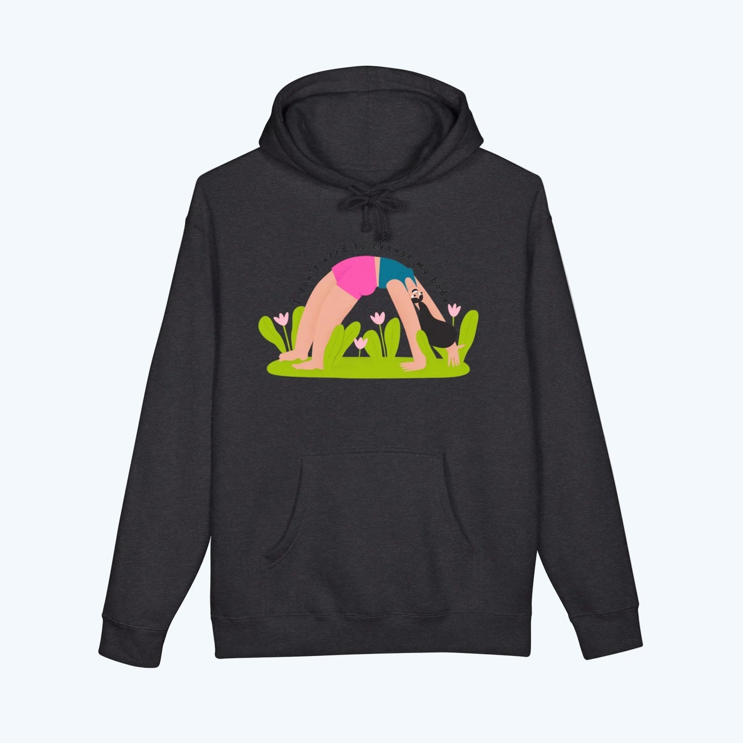 Yoga Bridge Pose Hoodie – "There is Power in Stillness" Graphic Sweatshirt
