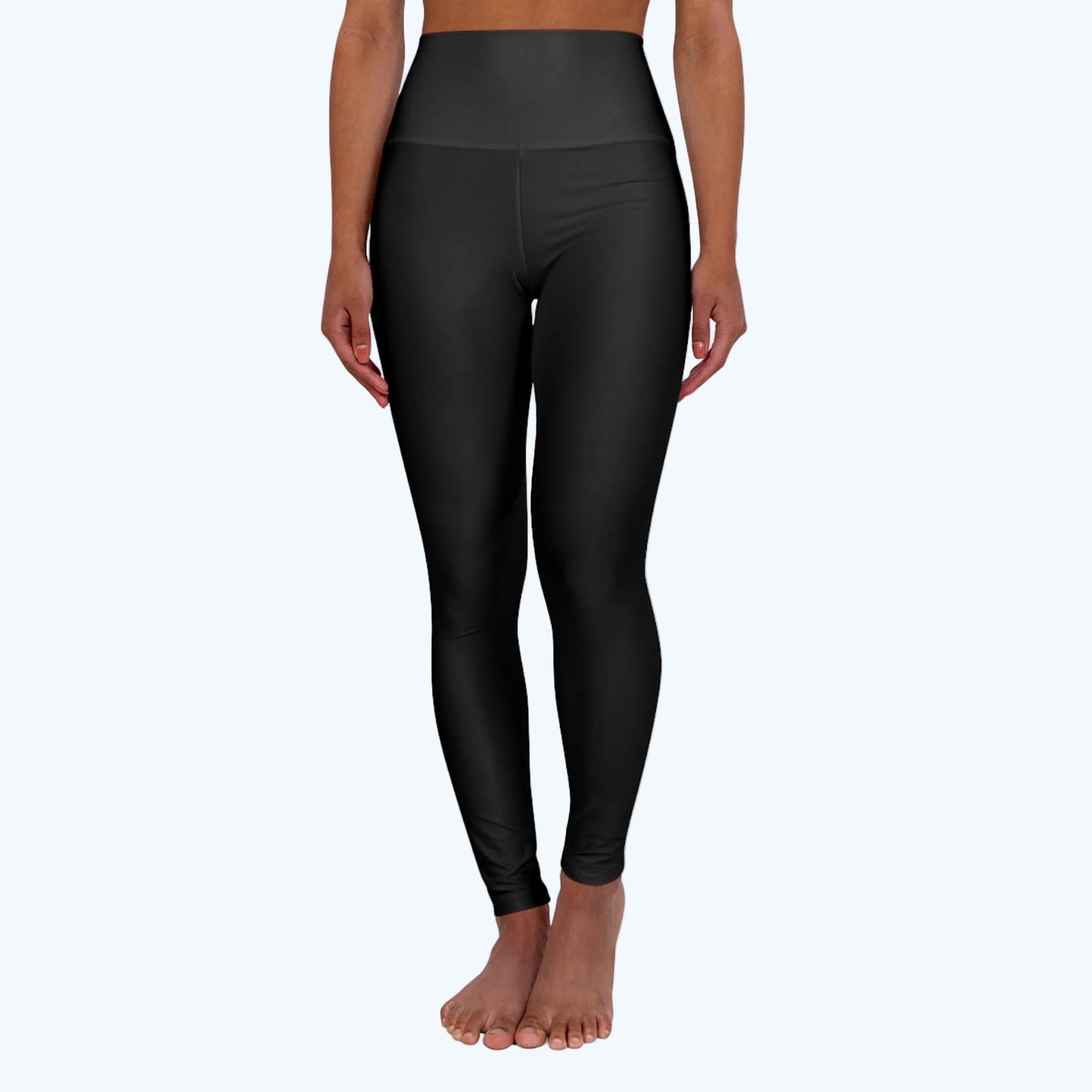 High-Waist Yoga Leggings — Black All-Over-Print Comfort