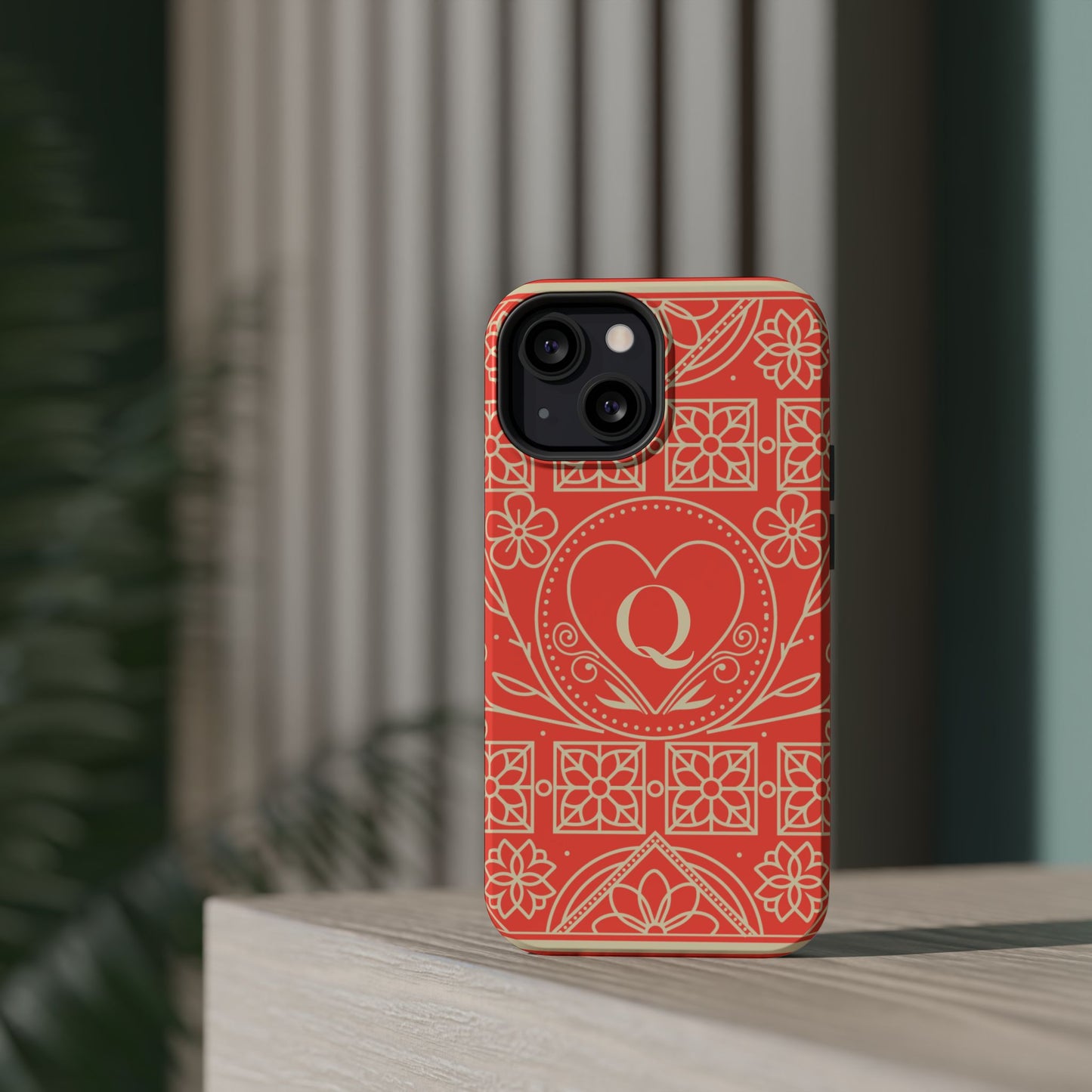 Heart Pattern Magnetic Impact Phone Case — Protective Wallet-Ready iPhone Cover