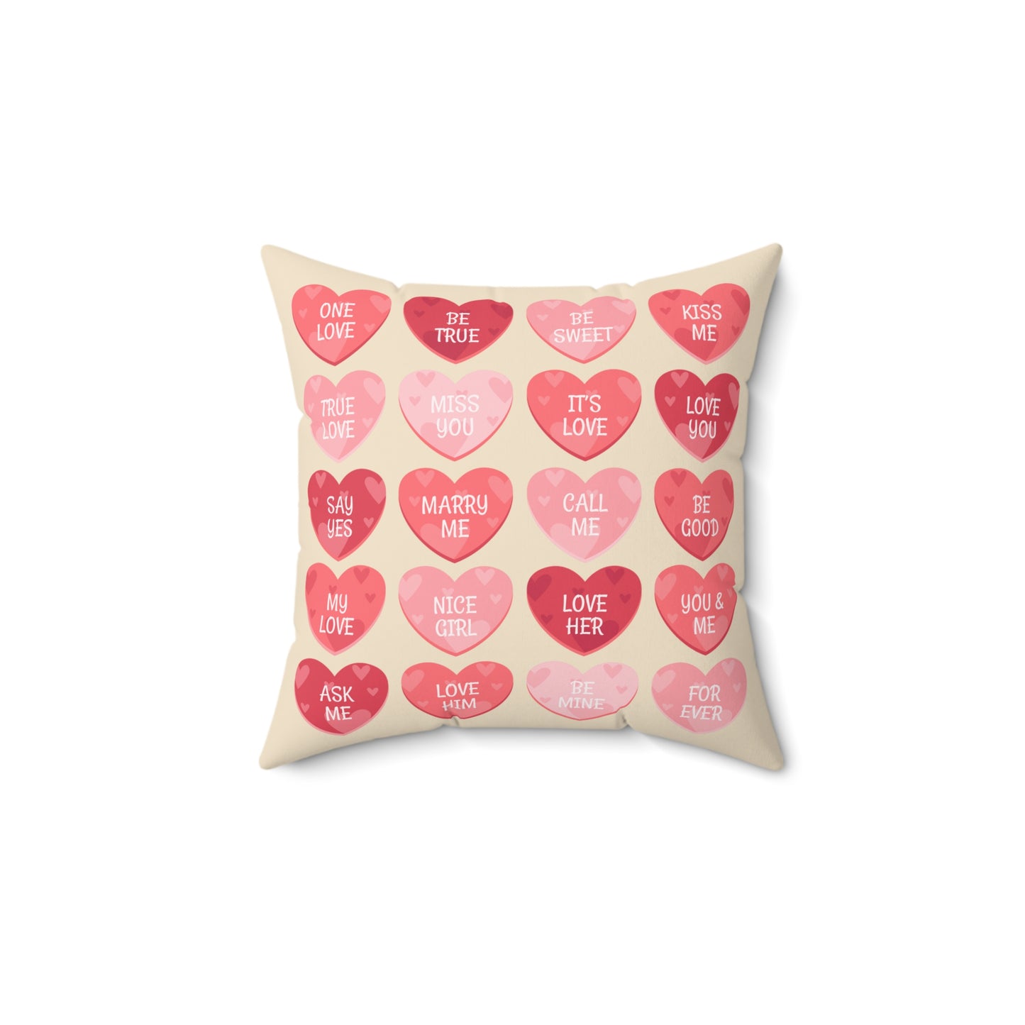 Conversation Hearts Throw Pillow - Valentine’s Day Decorative Cushion