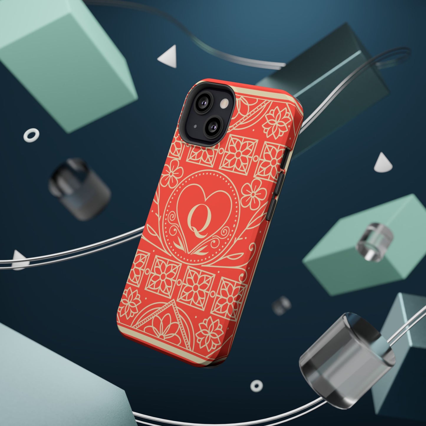 Heart Pattern Magnetic Impact Phone Case — Protective Wallet-Ready iPhone Cover