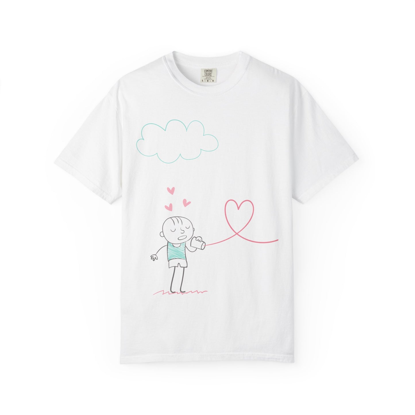 Cute Heart String T-Shirt — Hand-Drawn Love Graphic Tee