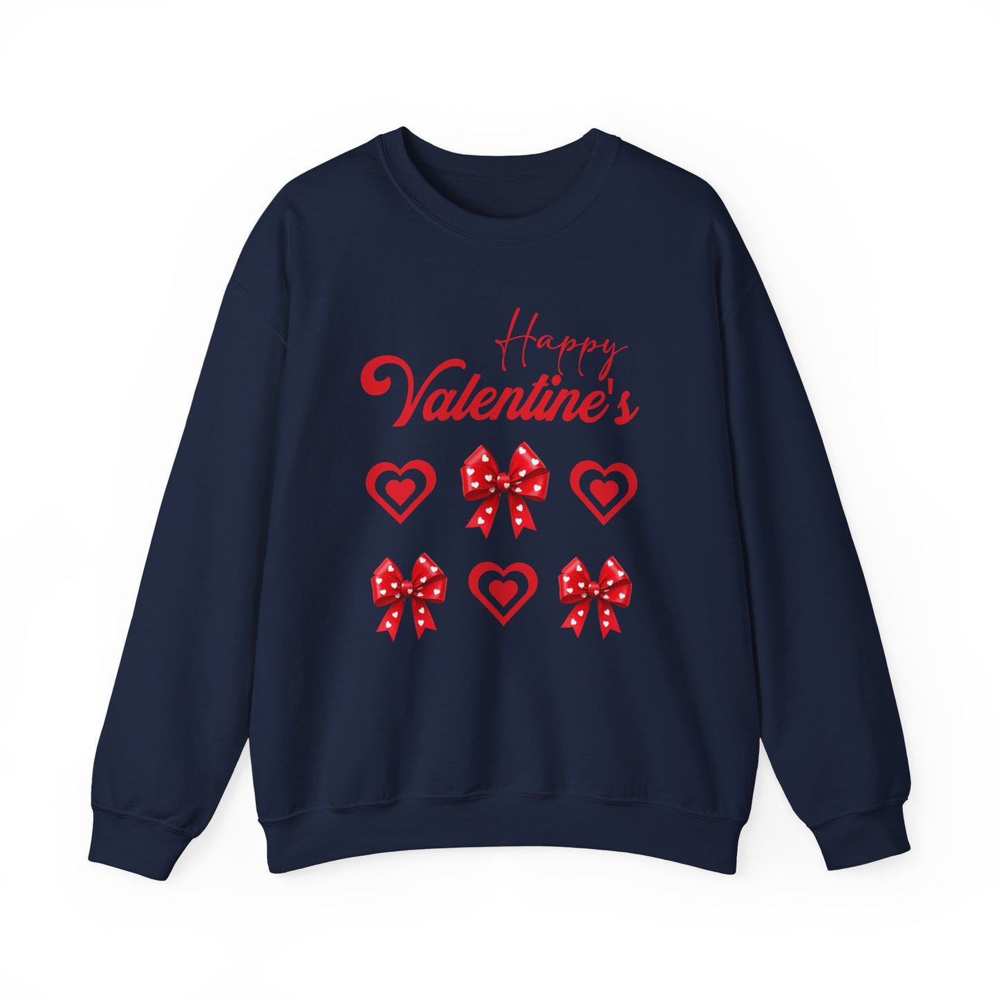 Valentine's Crewneck Sweatshirt – "Happy Valentine's" Hearts & Bows