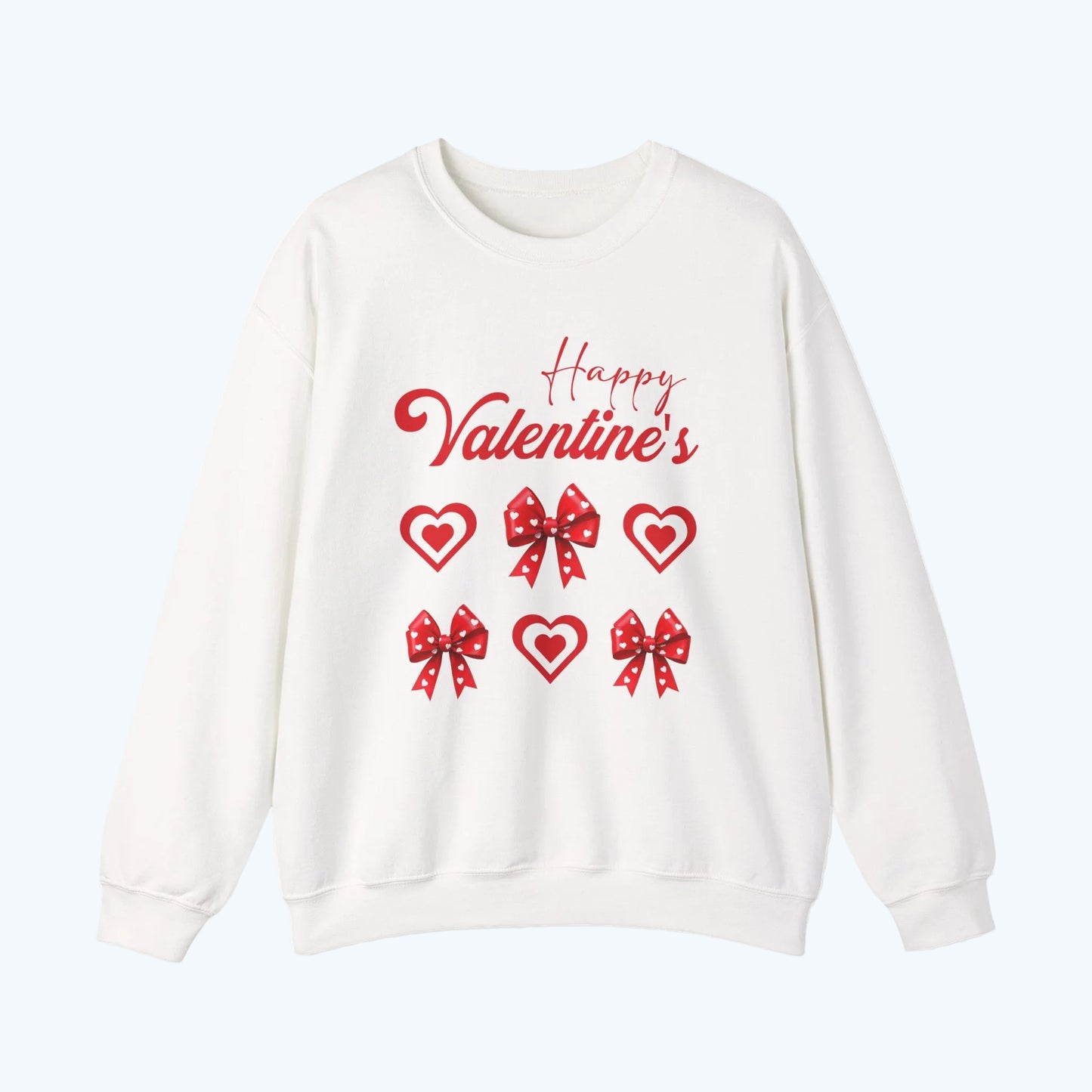 Valentine's Crewneck Sweatshirt – "Happy Valentine's" Hearts & Bows
