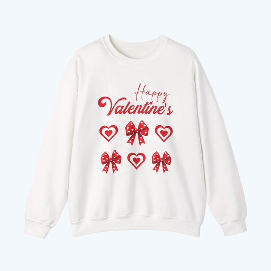 Valentine's Crewneck Sweatshirt – "Happy Valentine's" Hearts & Bows