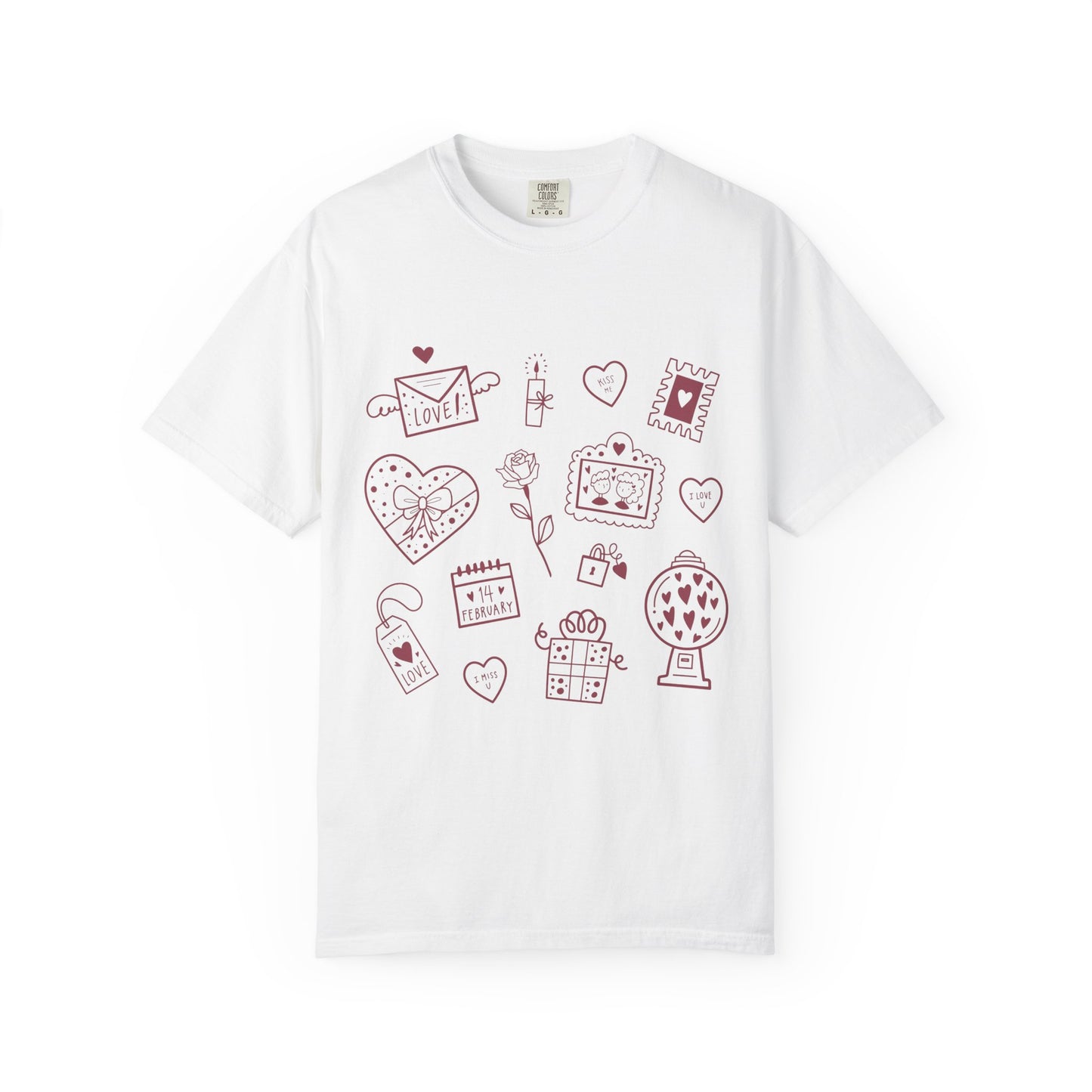 Valentine Doodle T-Shirt — Cute Love Icons Tee