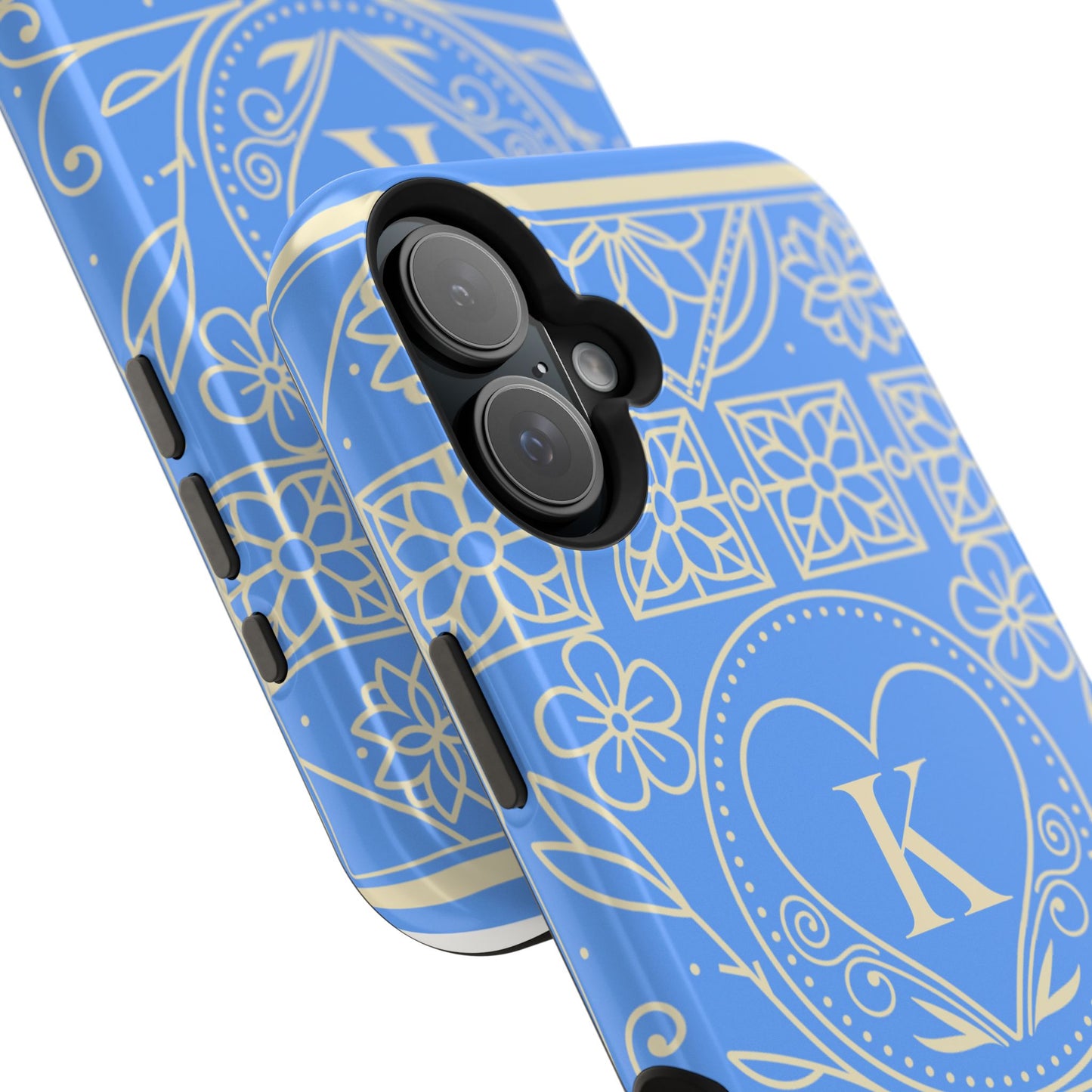 Monogram "K" Blue Floral Magnetic Phone Case — Impact-Resistant