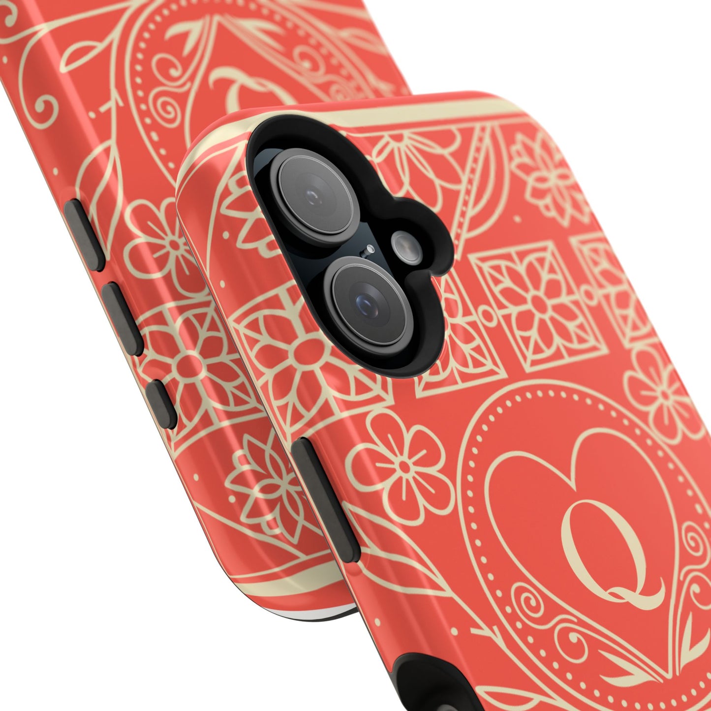 Heart Pattern Magnetic Impact Phone Case — Protective Wallet-Ready iPhone Cover
