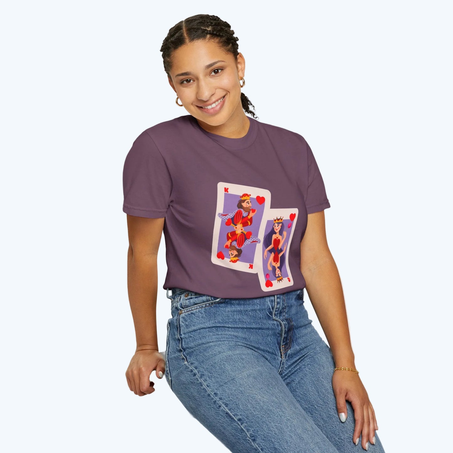 Playing Card Lovers T-Shirt — Queen & King of Hearts Graphic Tee