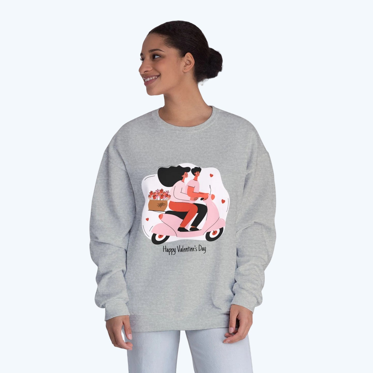 Valentine’s Day Couple Scooter Crewneck Sweatshirt