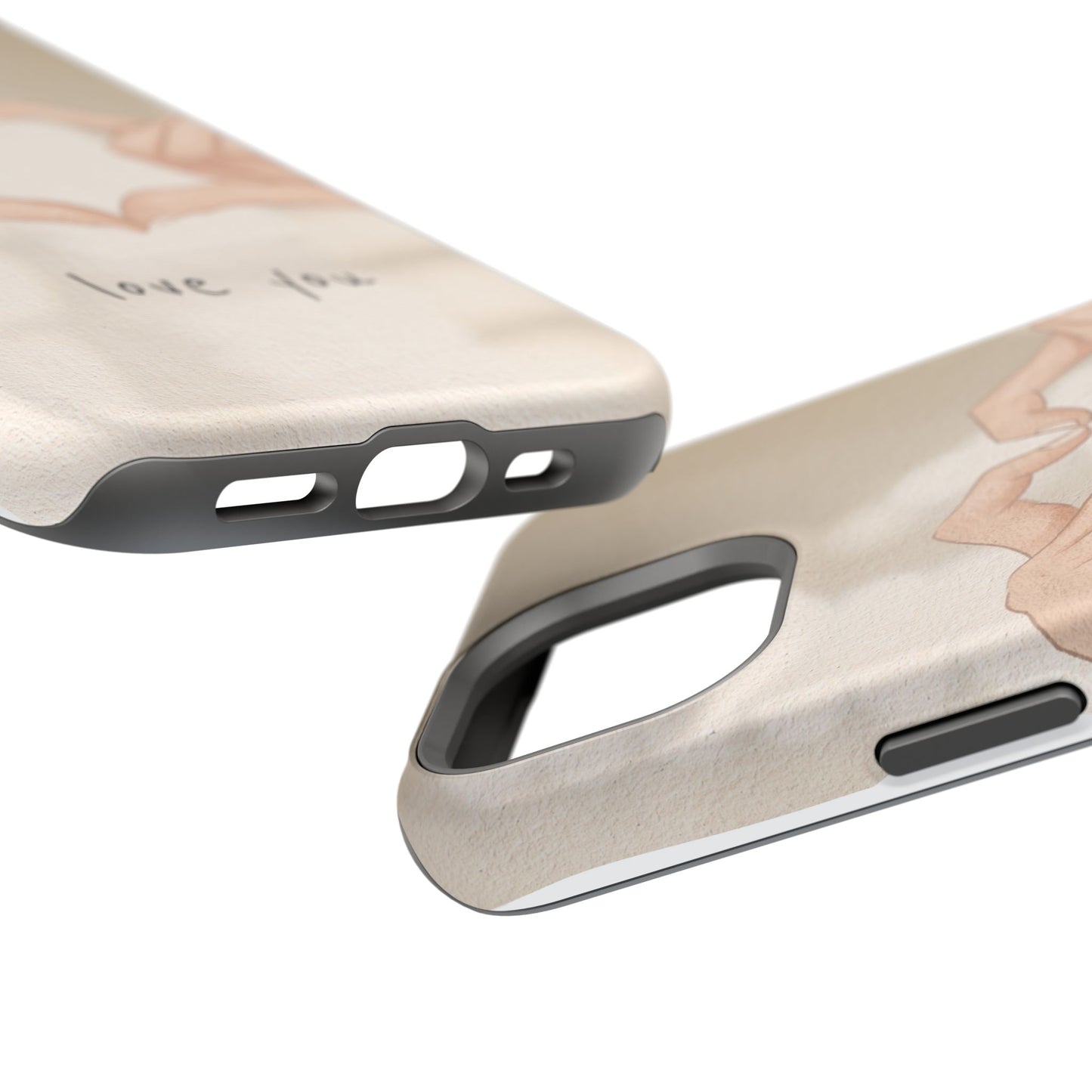 Phone Case — Hands Forming Heart with “love you” Romantic Protective Cover