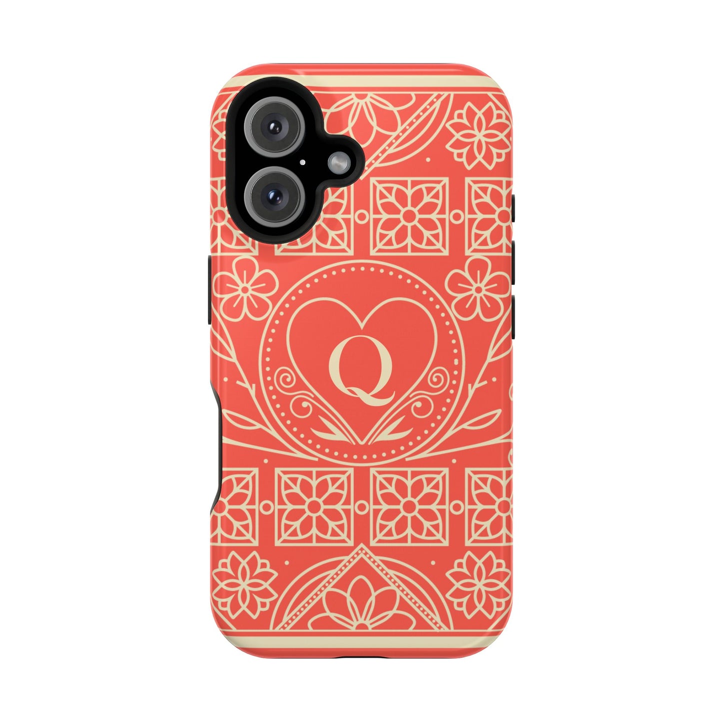 Heart Pattern Magnetic Impact Phone Case — Protective Wallet-Ready iPhone Cover