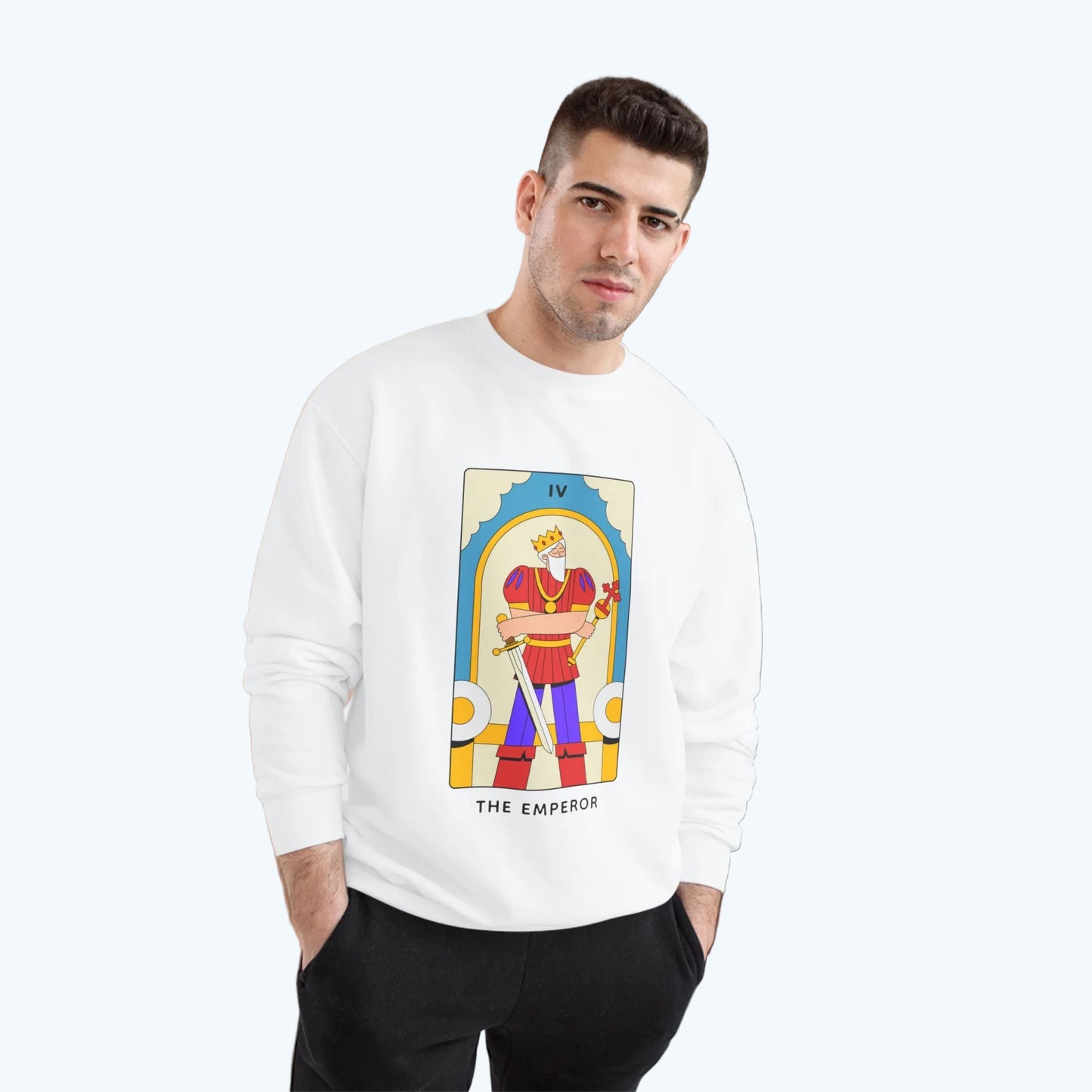 The Emperor Tarot Sweatshirt — Champion Crewneck for Tarot Lovers