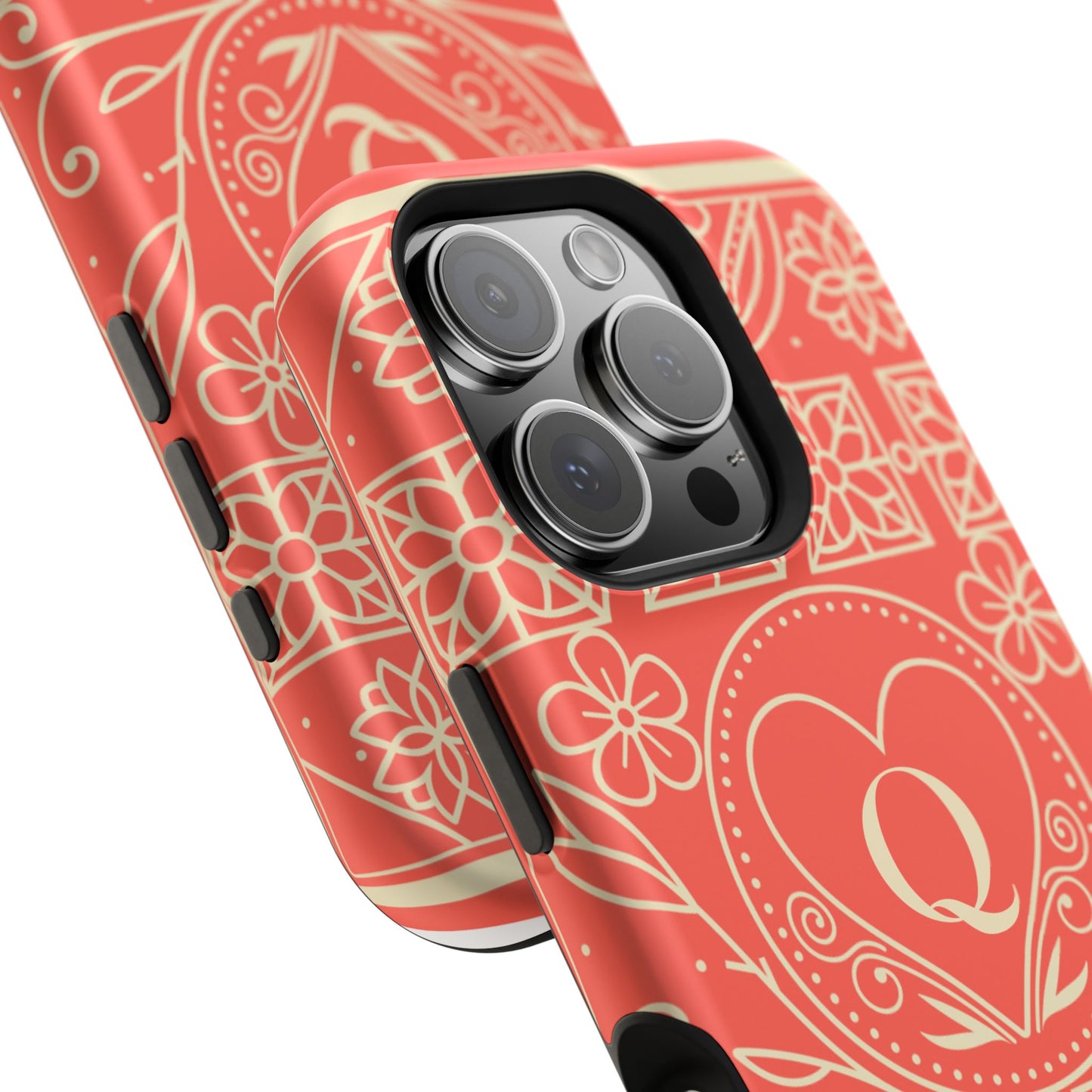 Heart Pattern Magnetic Impact Phone Case — Protective Wallet-Ready iPhone Cover