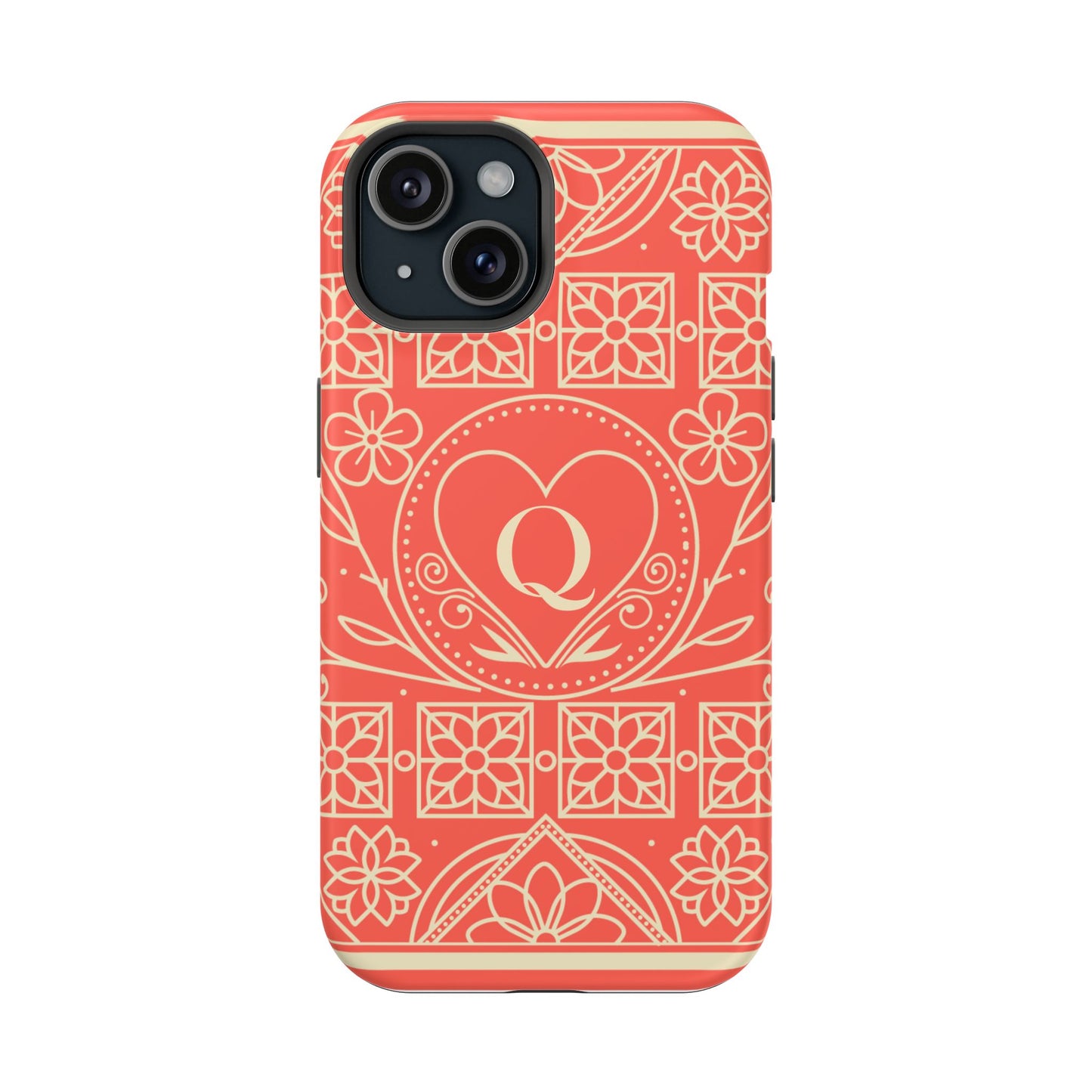 Heart Pattern Magnetic Impact Phone Case — Protective Wallet-Ready iPhone Cover