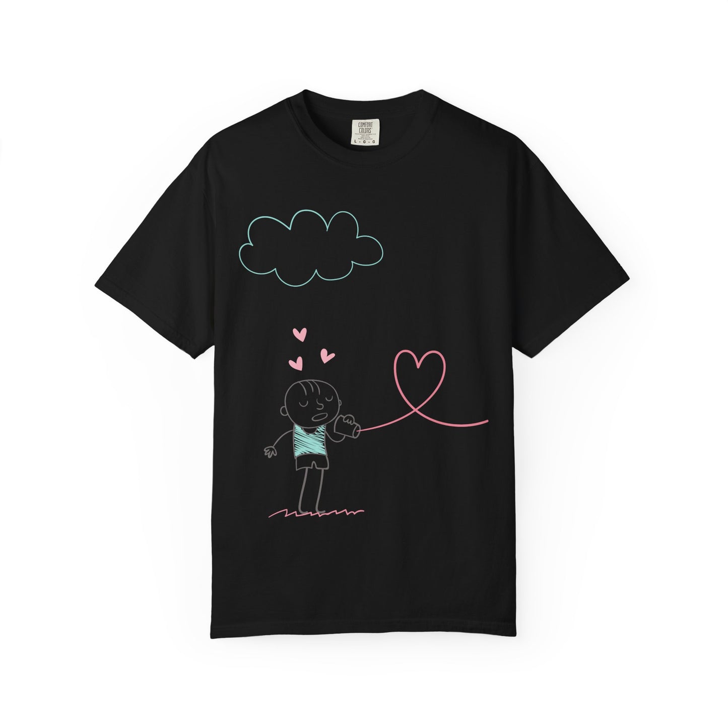 Cute Heart String T-Shirt — Hand-Drawn Love Graphic Tee