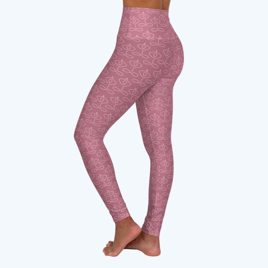 Blush Abstract Yoga Leggings — High-Waisted Comfort Leggings